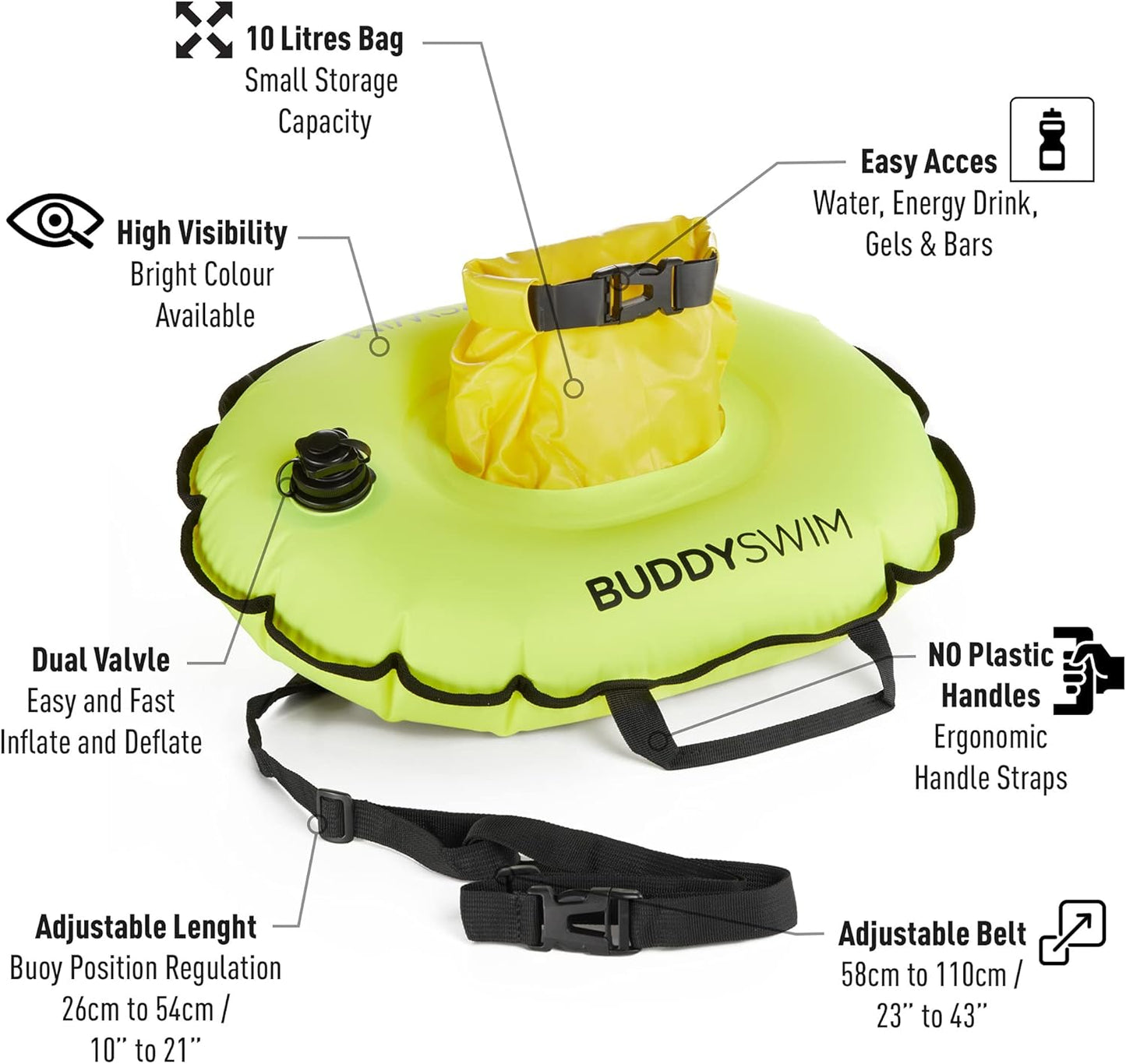 Schwimmboje mit wasserdichter Tasche, Gelb