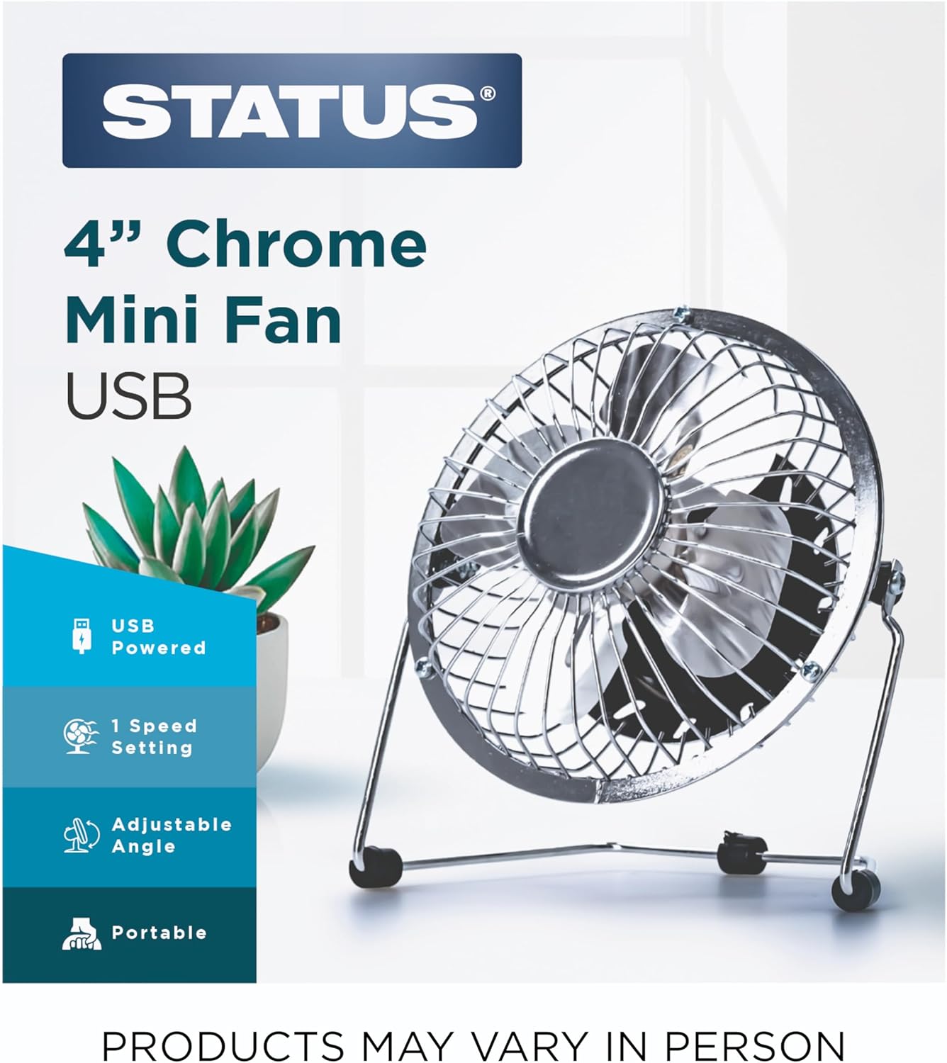 Tragbarer Mini-Ventilator, Chrome 4 Inch