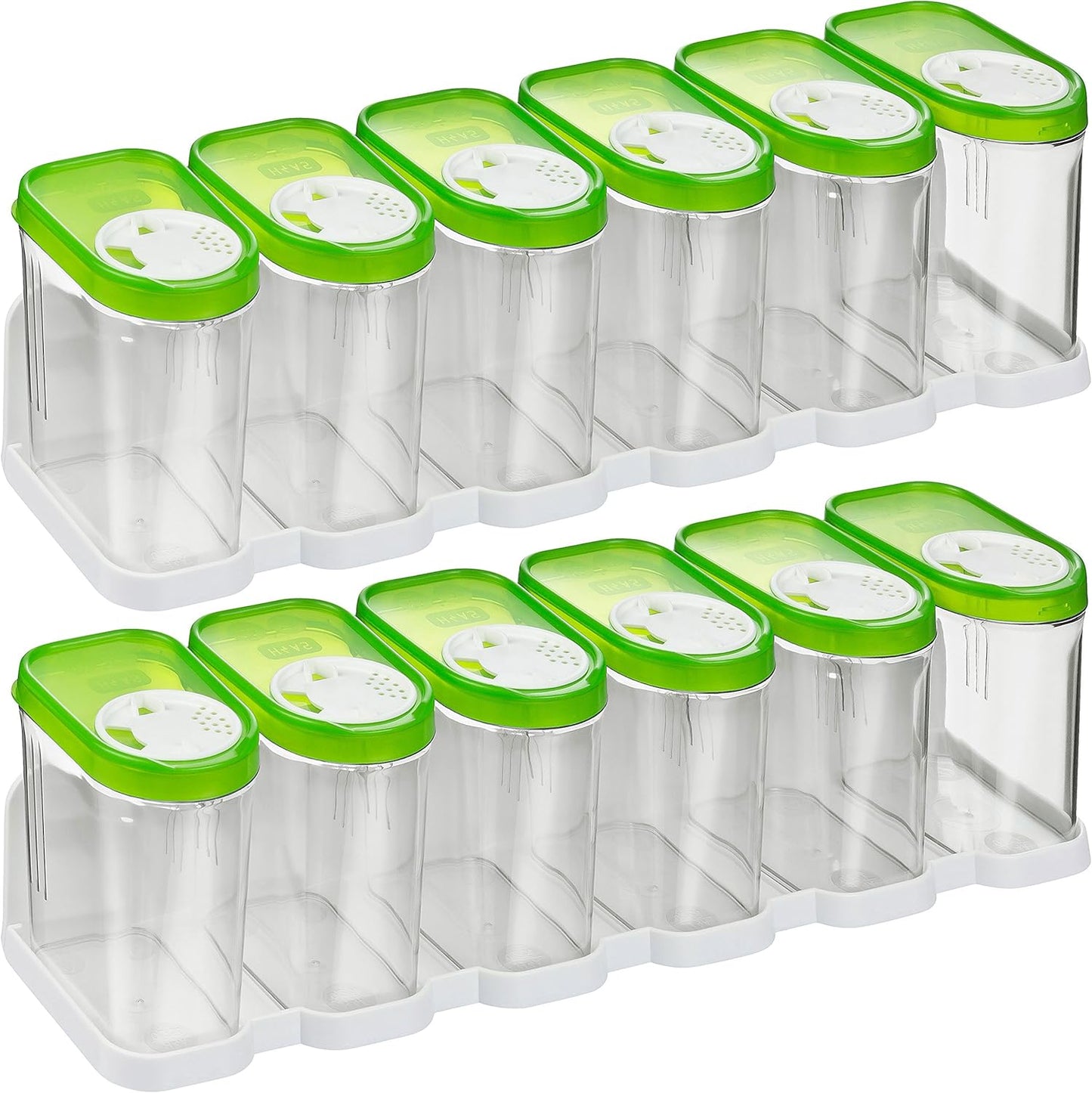 12-teiliges Schüttdosen Set, 0,25L (12 Stk & 2X Regal) / Grün