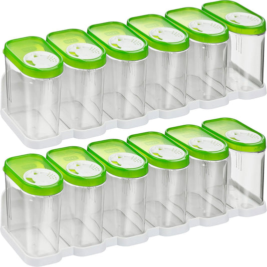 12-teiliges Schüttdosen Set, 0,25L (12 Stk & 2X Regal) / Grün