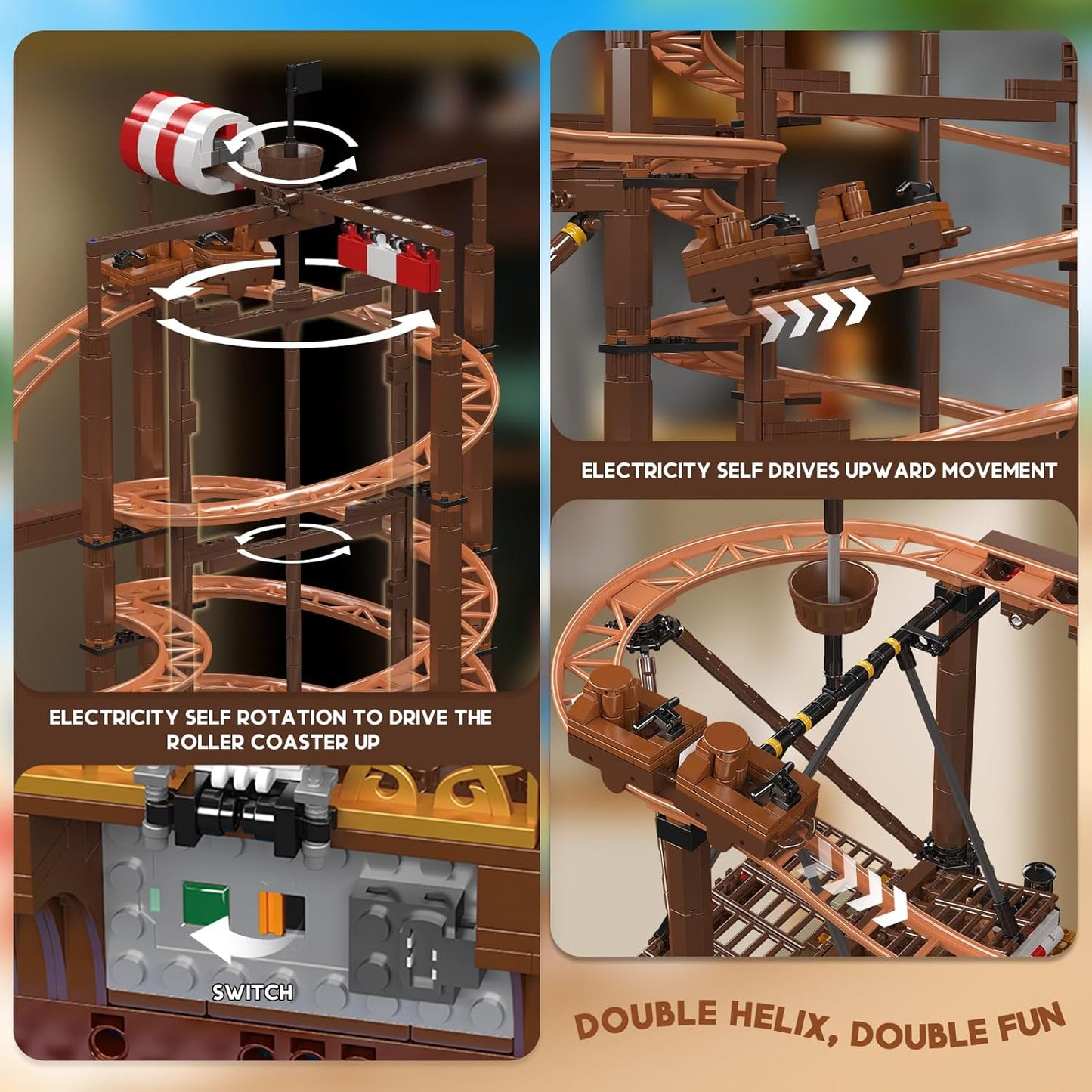11013 MOC Double Helix Roller Coaster - Pirate Ship Themed, Achterbahn