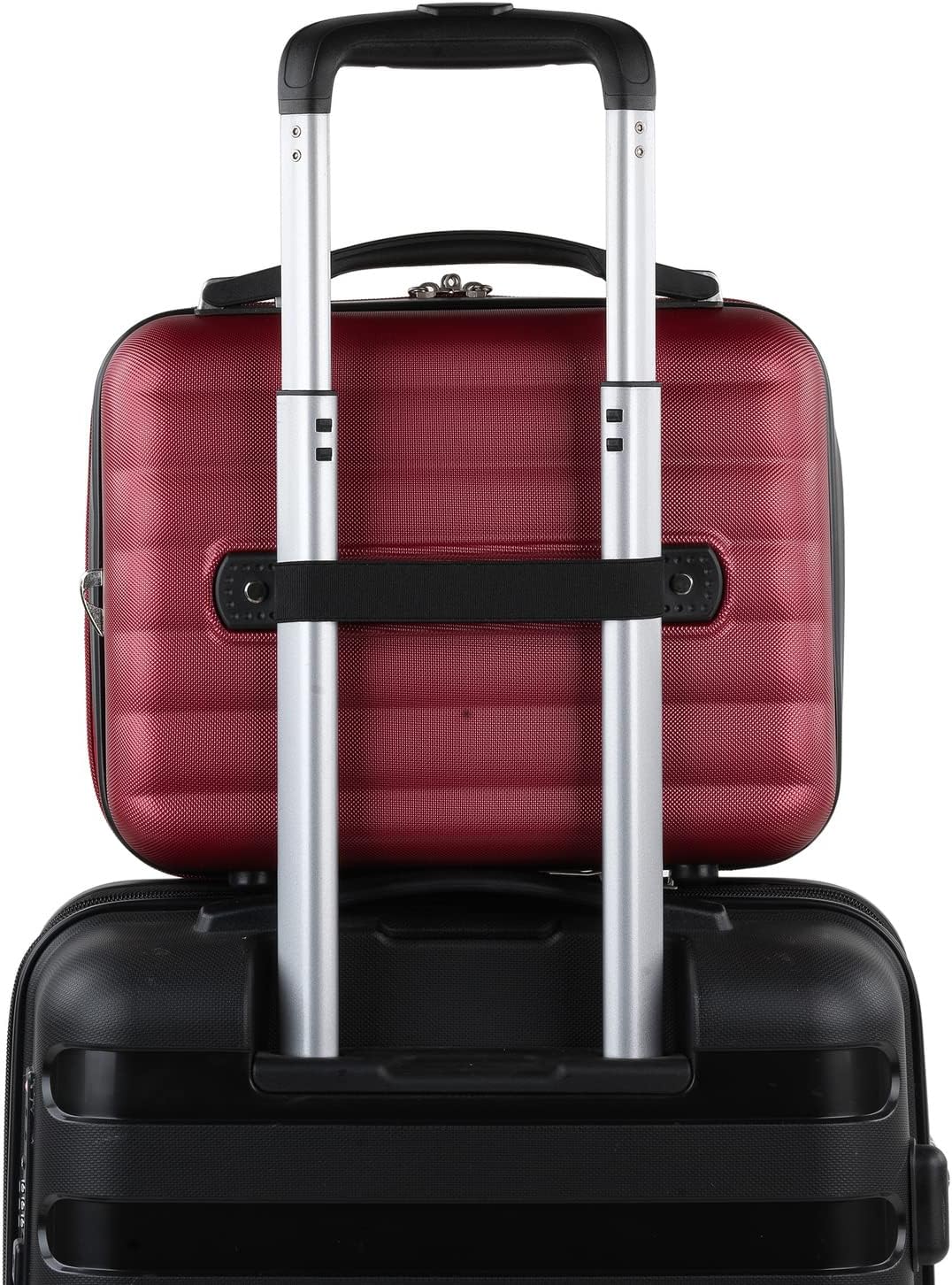 Handgepäckkoffer mit Beauty Case Set, Granat S + XS