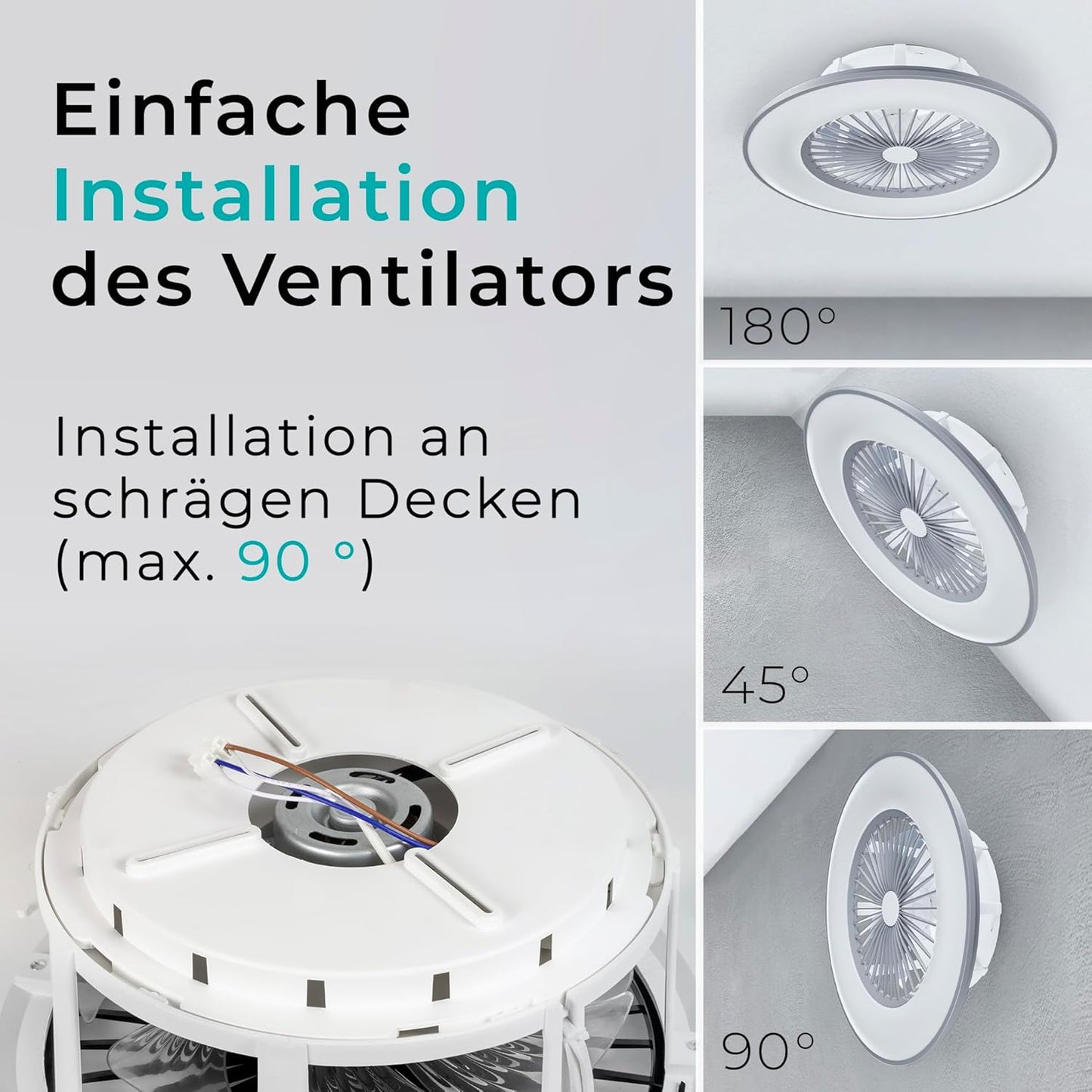 Deckenventilator Vega mit LED-Beleuchtung & Lautsprecher, Grau