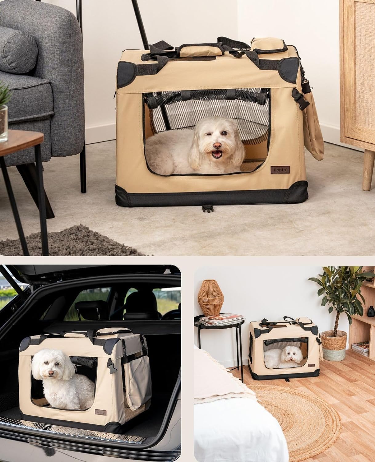 Hundetransportbox, Beige, 2 - S: 60x42x44 cm
