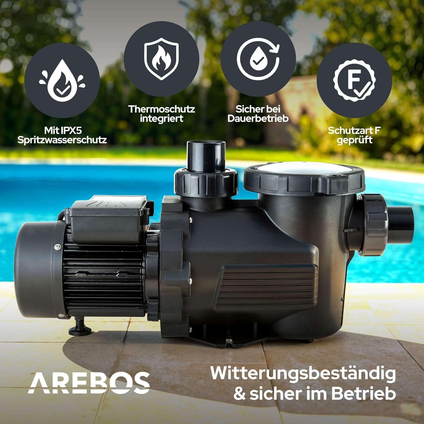 Schwimmbadpumpe mit Vorfilter