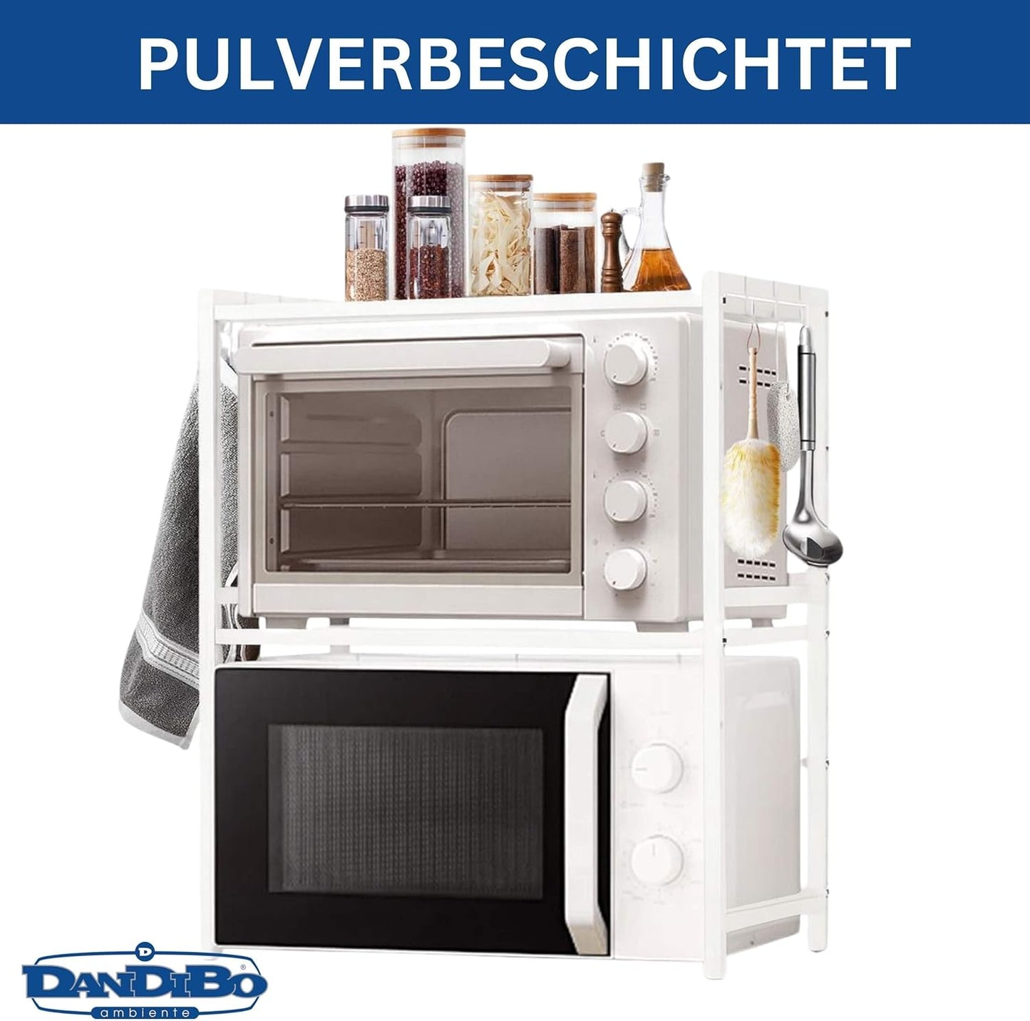Verstellbares Küchenregal 3-stufig, Weiss 3 Stufig / Höhe 78 cm