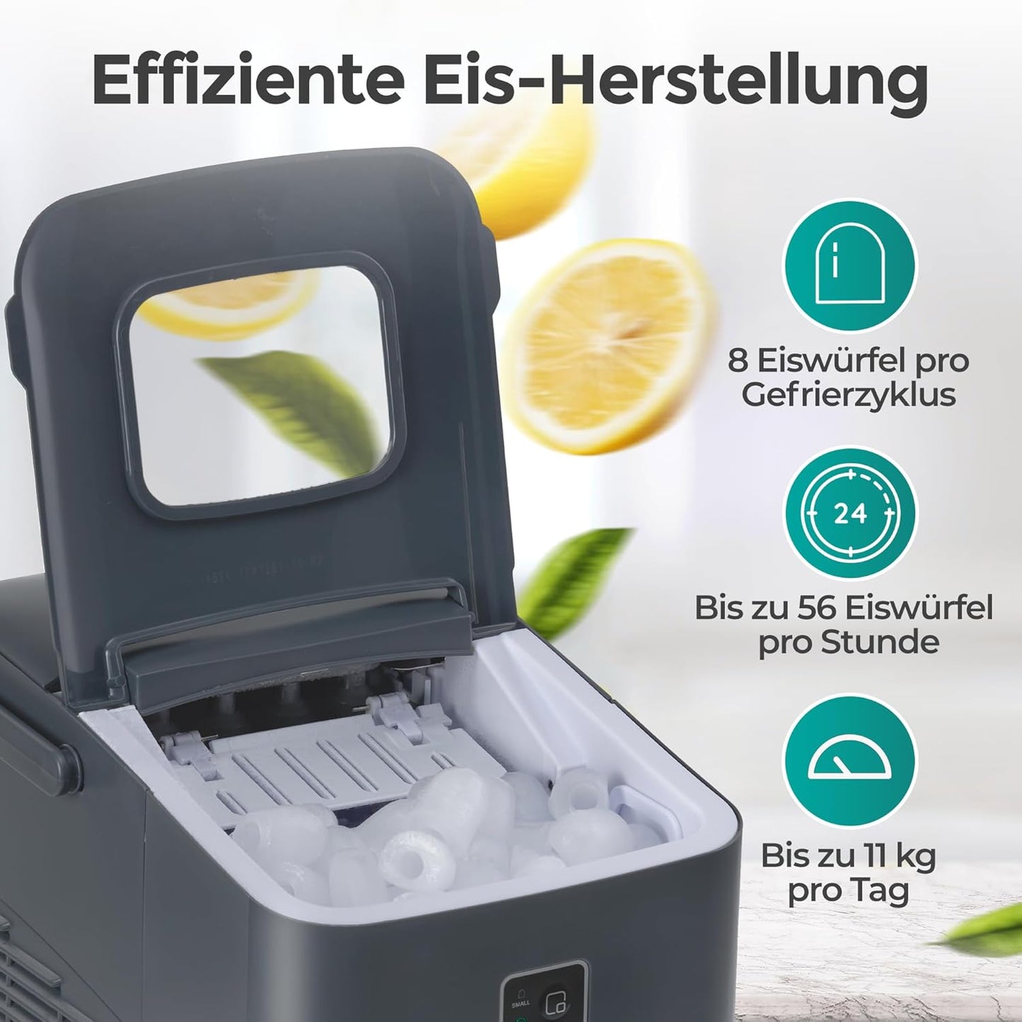 Eiswürfelmaschine, Grau 1L