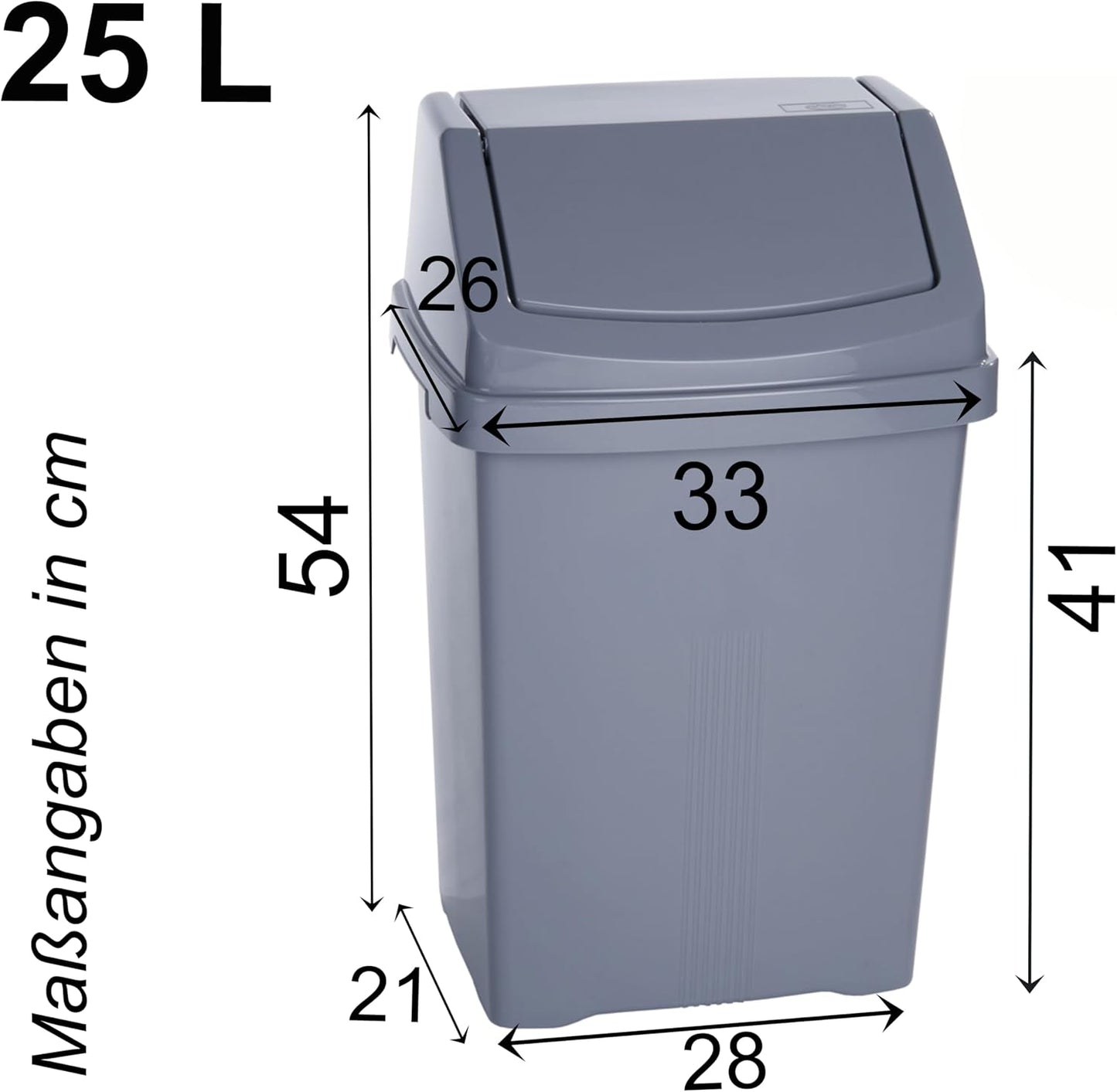 Schwingdeckel-Mülleimer Set, Grau 2 x 25 Liter