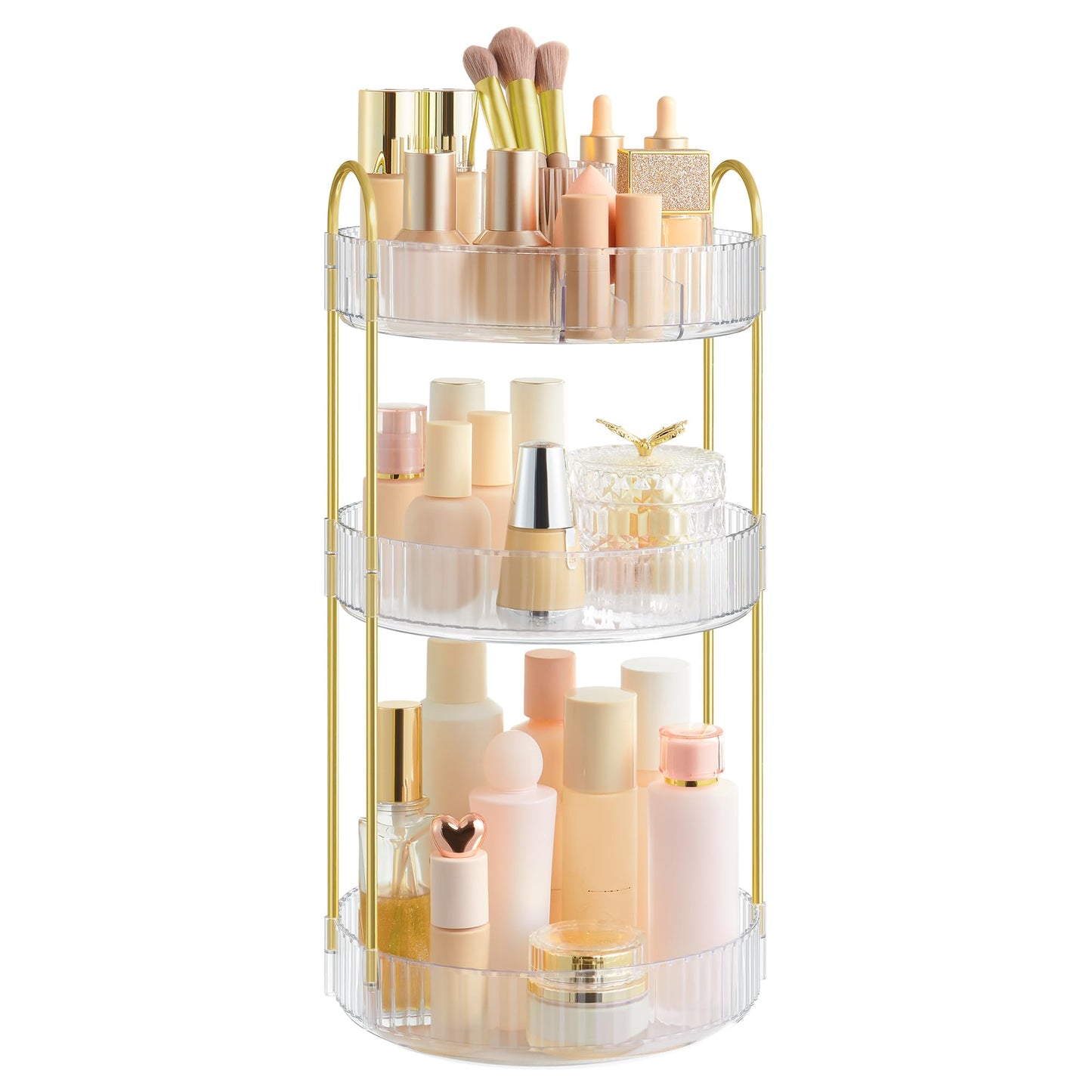 Drehbarer Make-up Organizer mit 3 Ebenen, Transparent 3 Ebenen (46H cm)