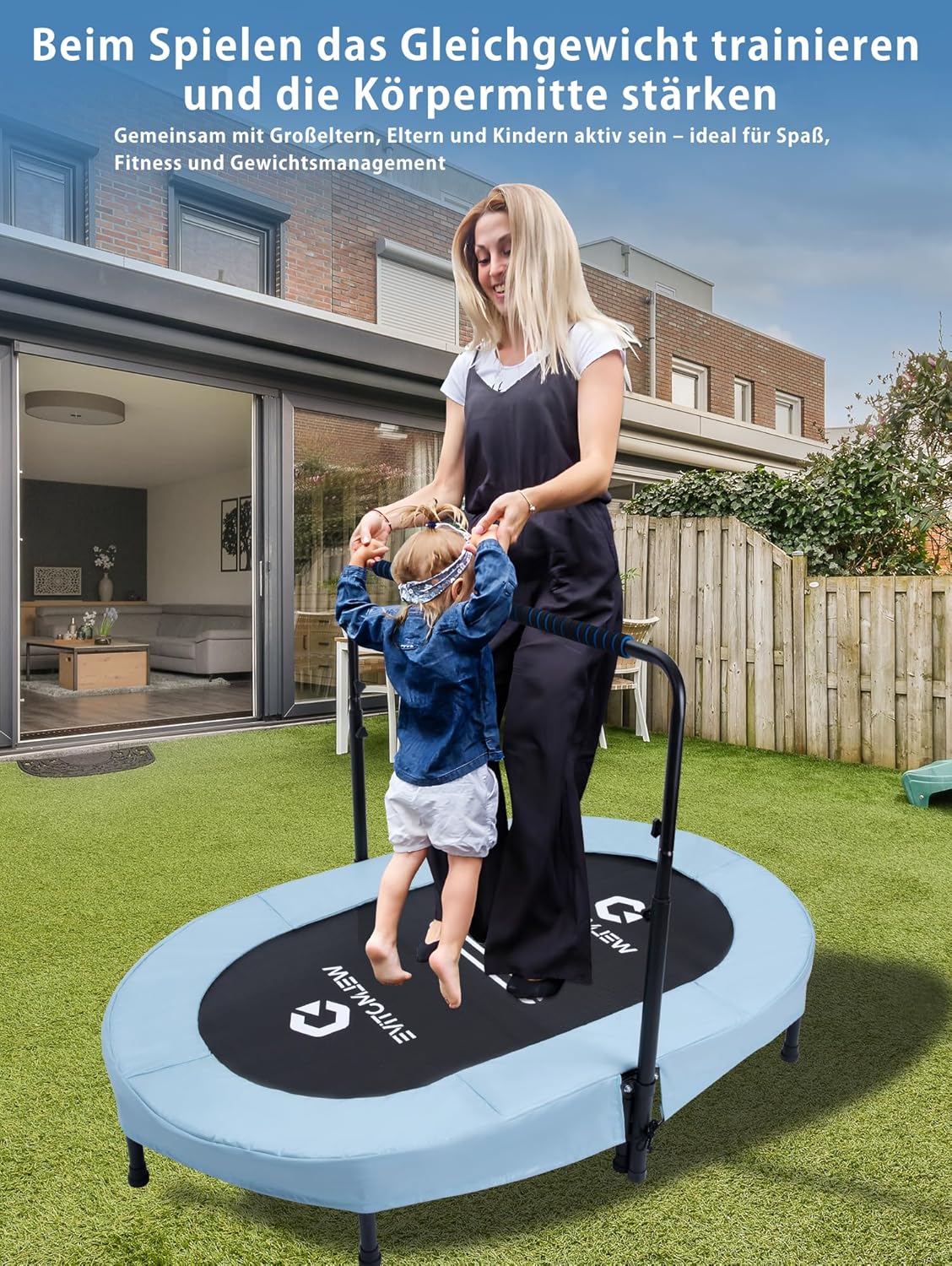 Indoor Trampolin für 2 Personen, Hellblau