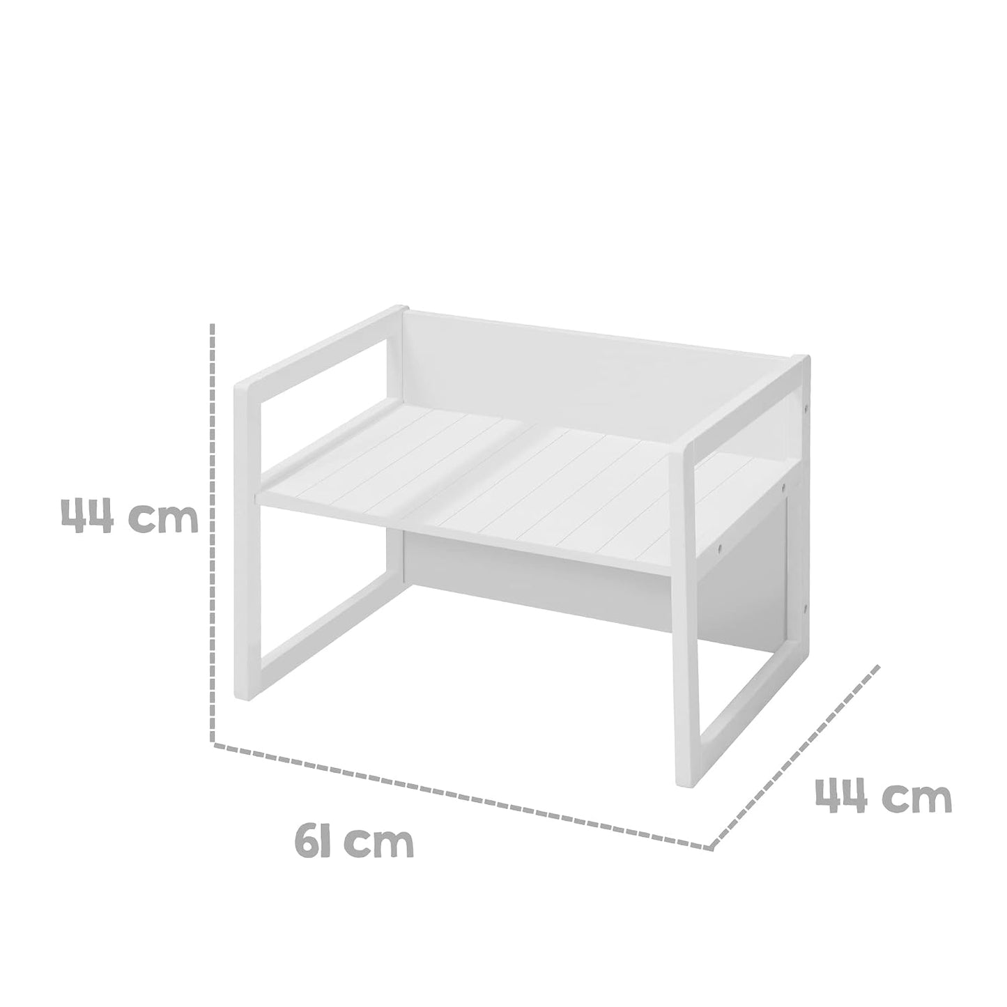 Sitzgruppe für Kinder, umwandelbar zur Bank (2-teilig), Weiss Set 2-teilig