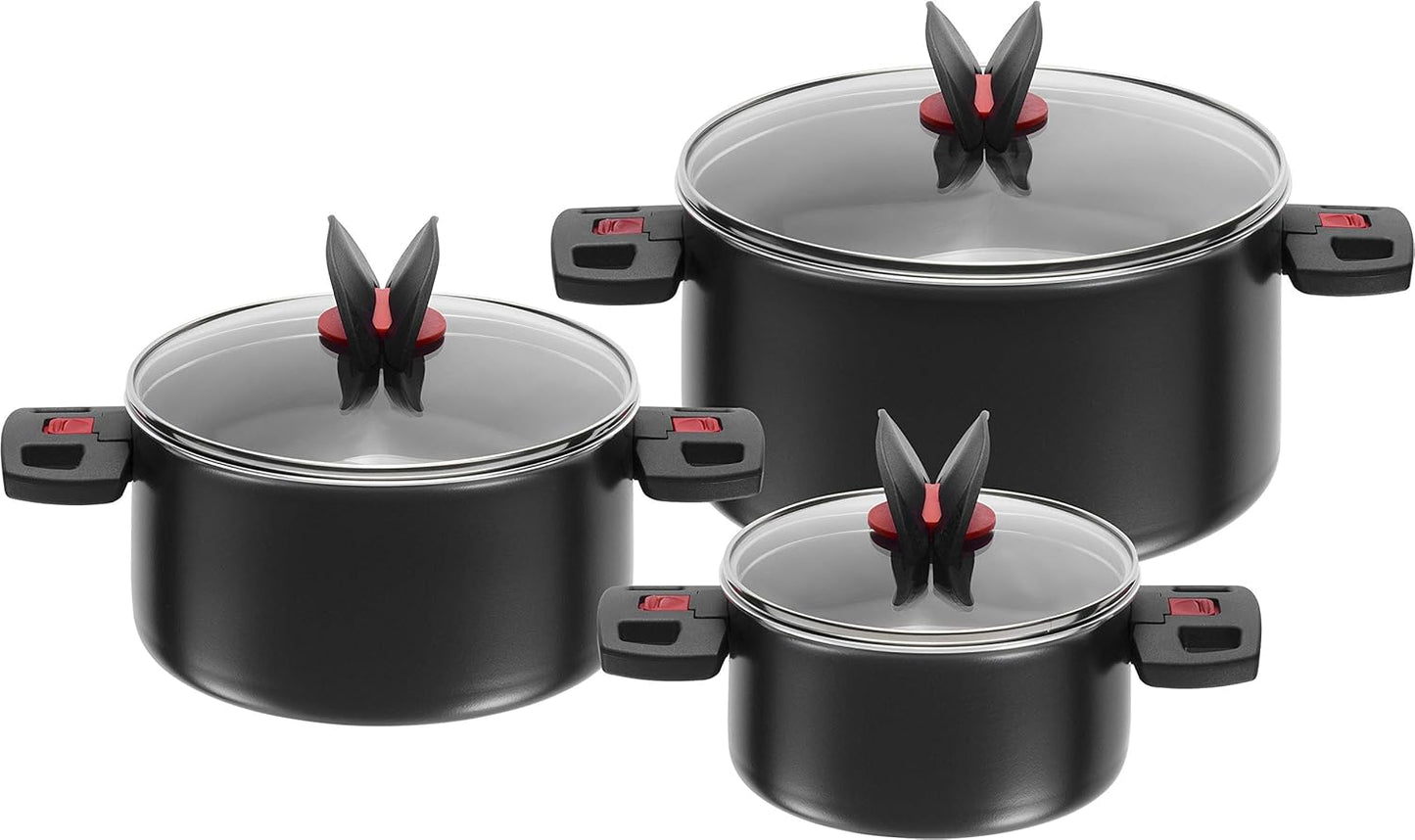 Click + Cook Kochtopfset 3-teilig mit Deckel