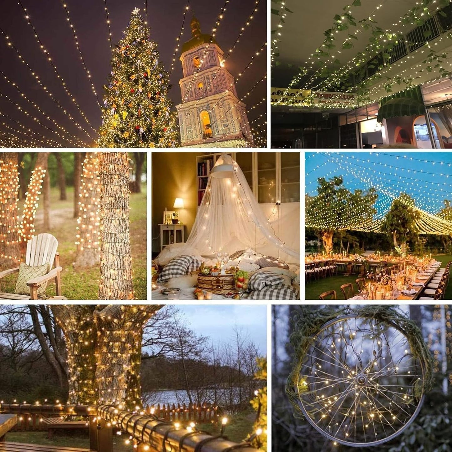 LED Lichterkette mit Fernbedienung mit 100 LEDs, 8 Modi, Fernbedienung & Timer, 10M Warmweiss