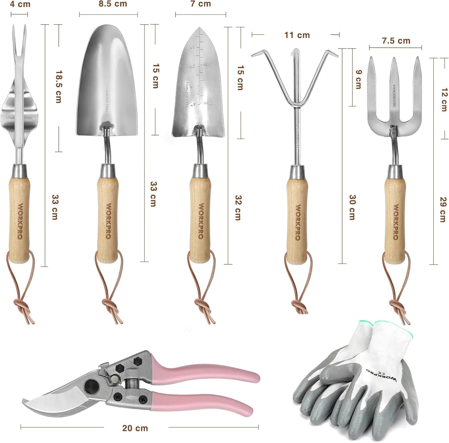 8-teiliges Gartenwerkzeug Set, Rosa