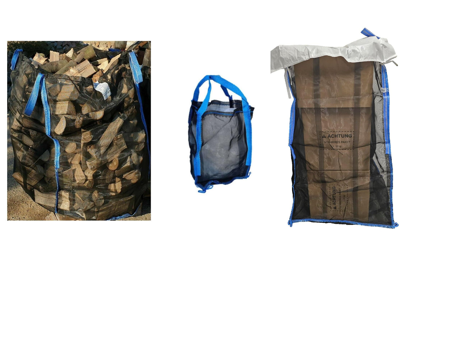 Big Bag Netzgewebe für Brennholz, 10 Stück, 100 x 100 x 160 cm 10