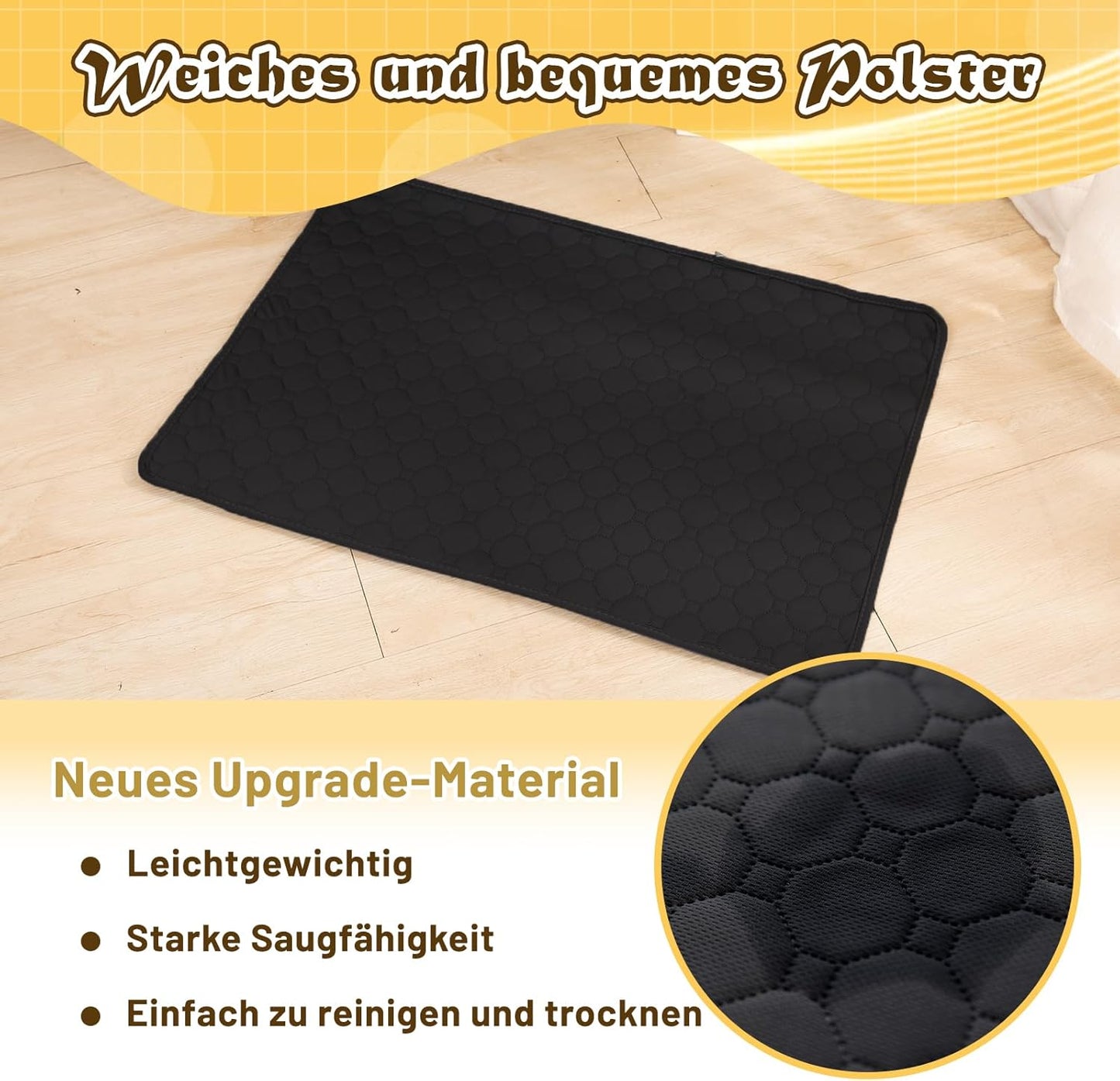 2-teiliges Trainingsunterlagen-Set, waschbar, Schwarz 70x100cm