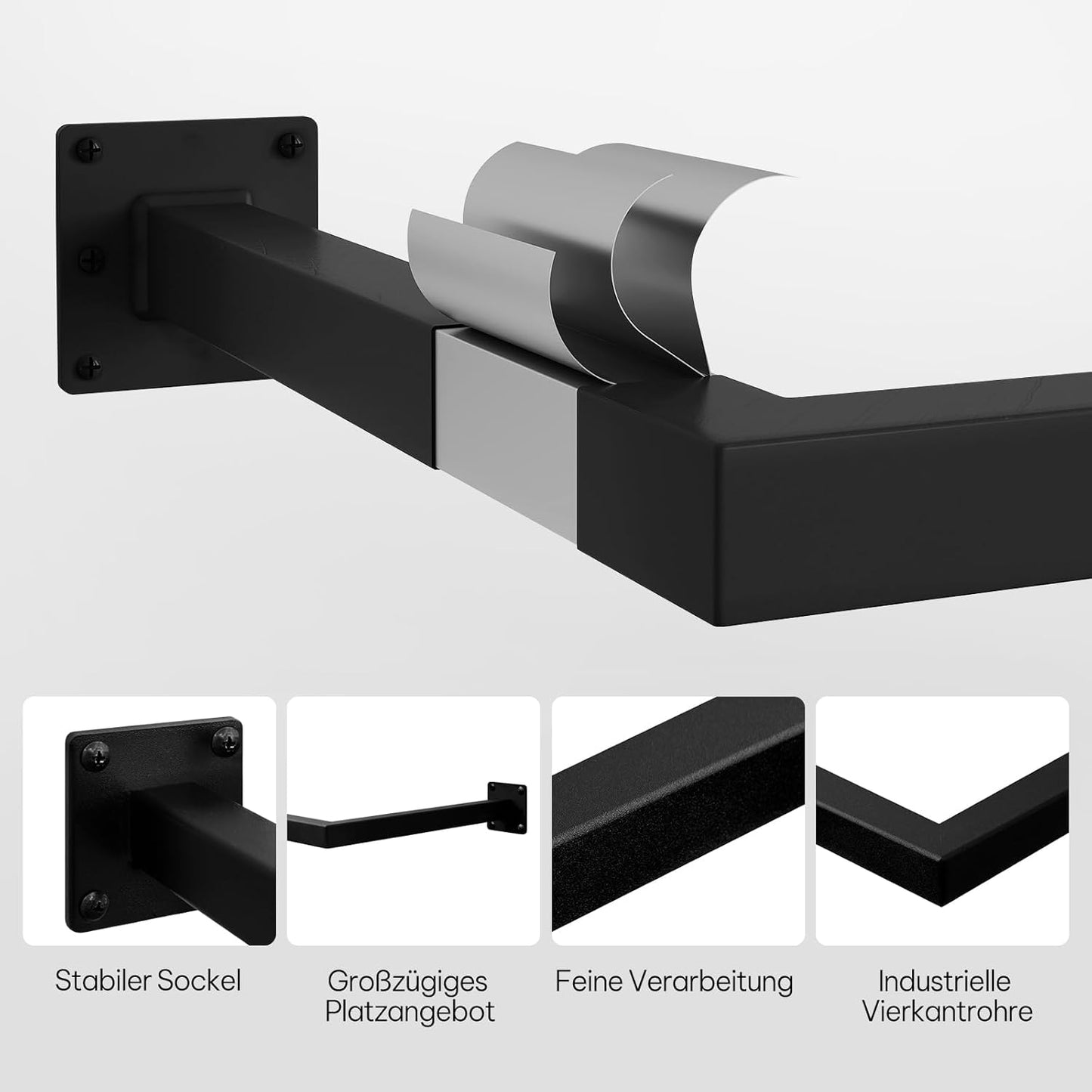 Kleiderstange Industrial Design, Schwarz 170 cm