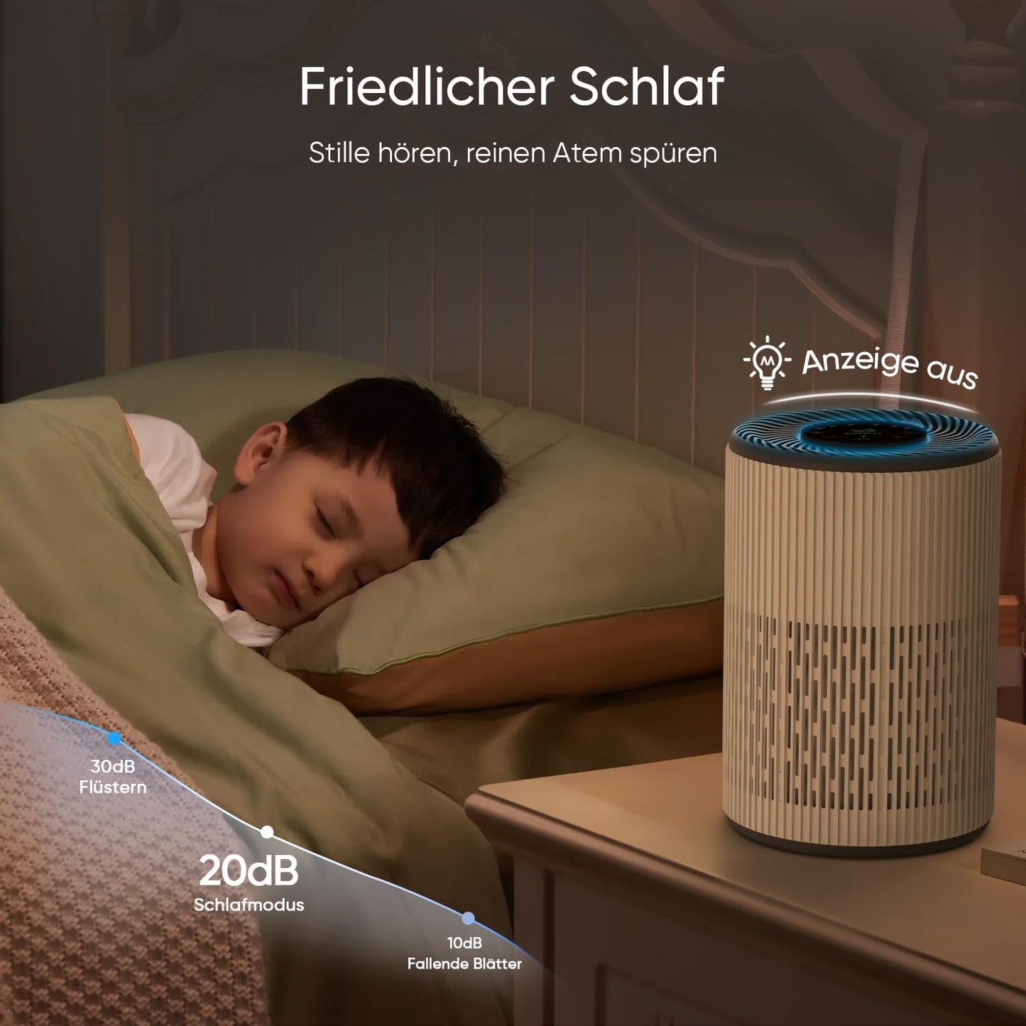 Tragbarer Luftreiniger mit Aroma & Nachtlicht, Lichter & Aroma