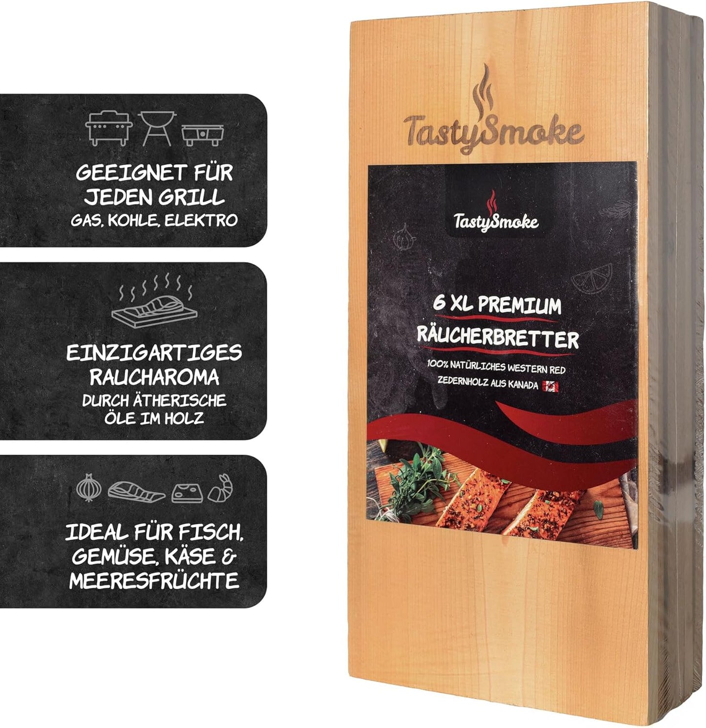 6 Stück Zedernholz Räucherbretter, 6 Zedernholz