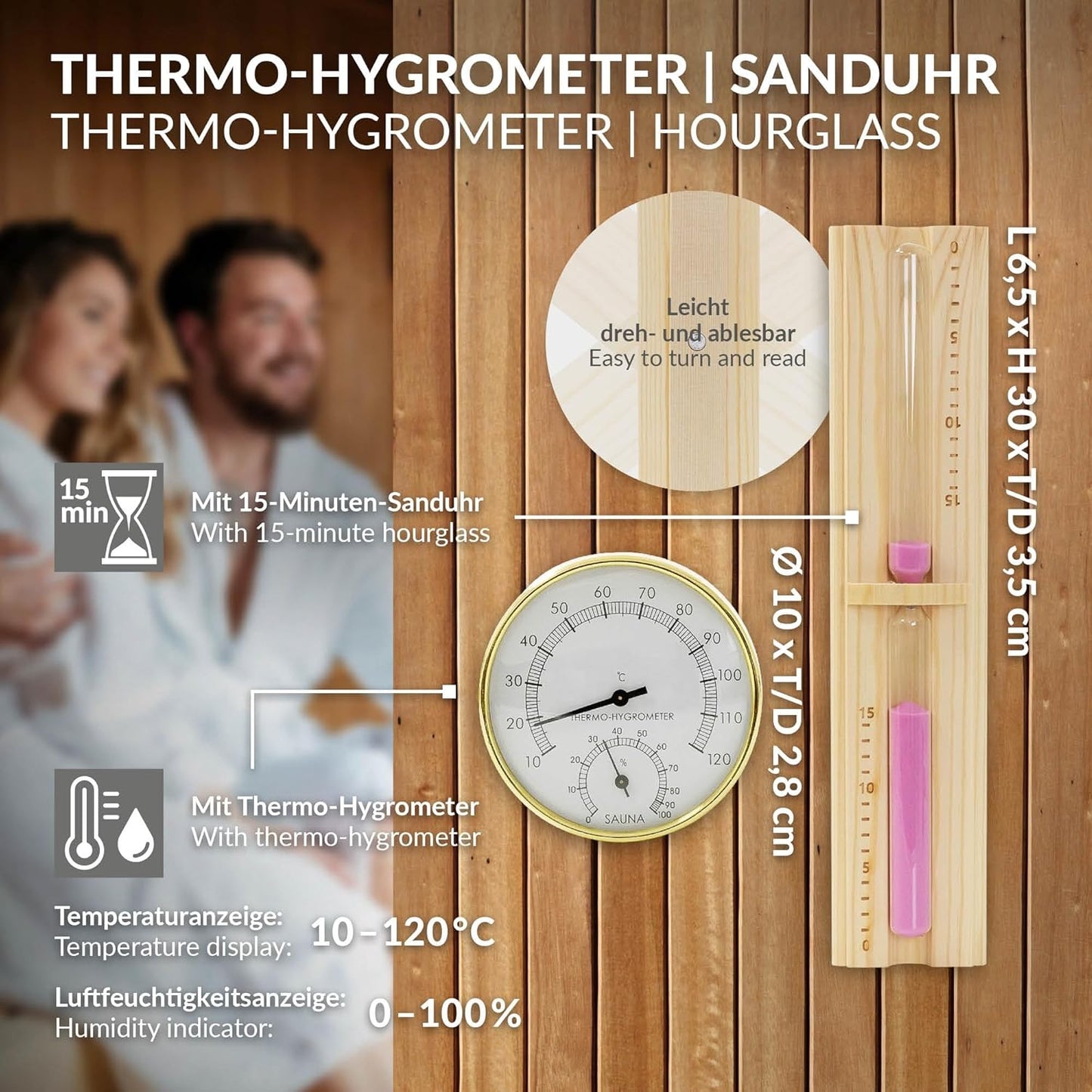 Saunazubehör-Set aus Kiefernholz