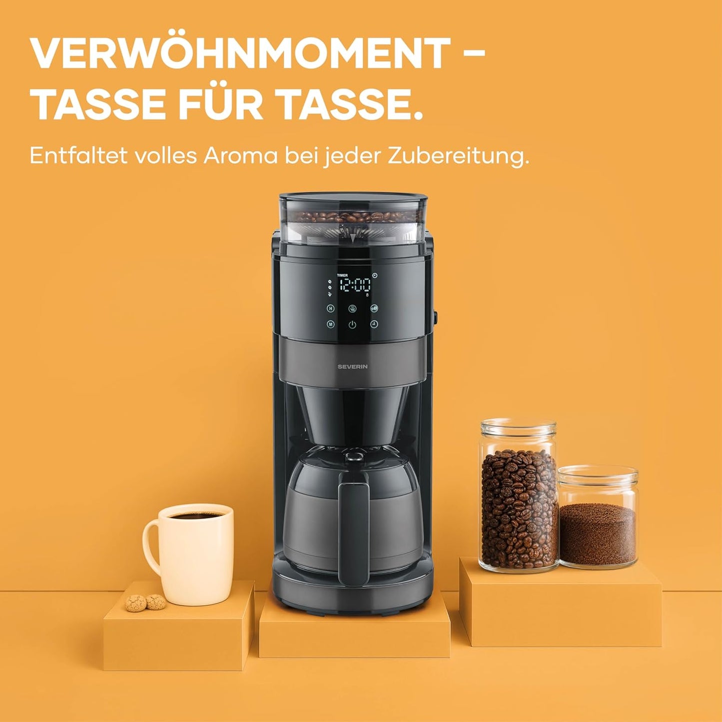 Filterkaffeemaschine KA4831, 8 Tassen (Thermokanne) Dark Inox, Schwarz