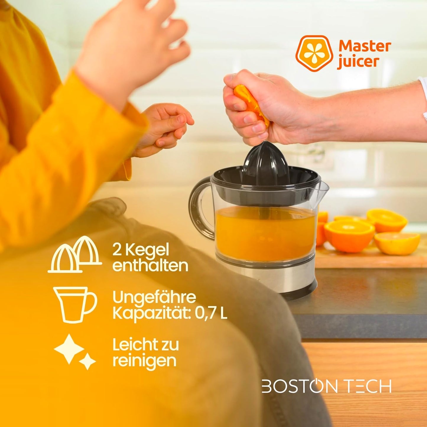 MasterJuicer Zitruspresse mit 2 Kegeln