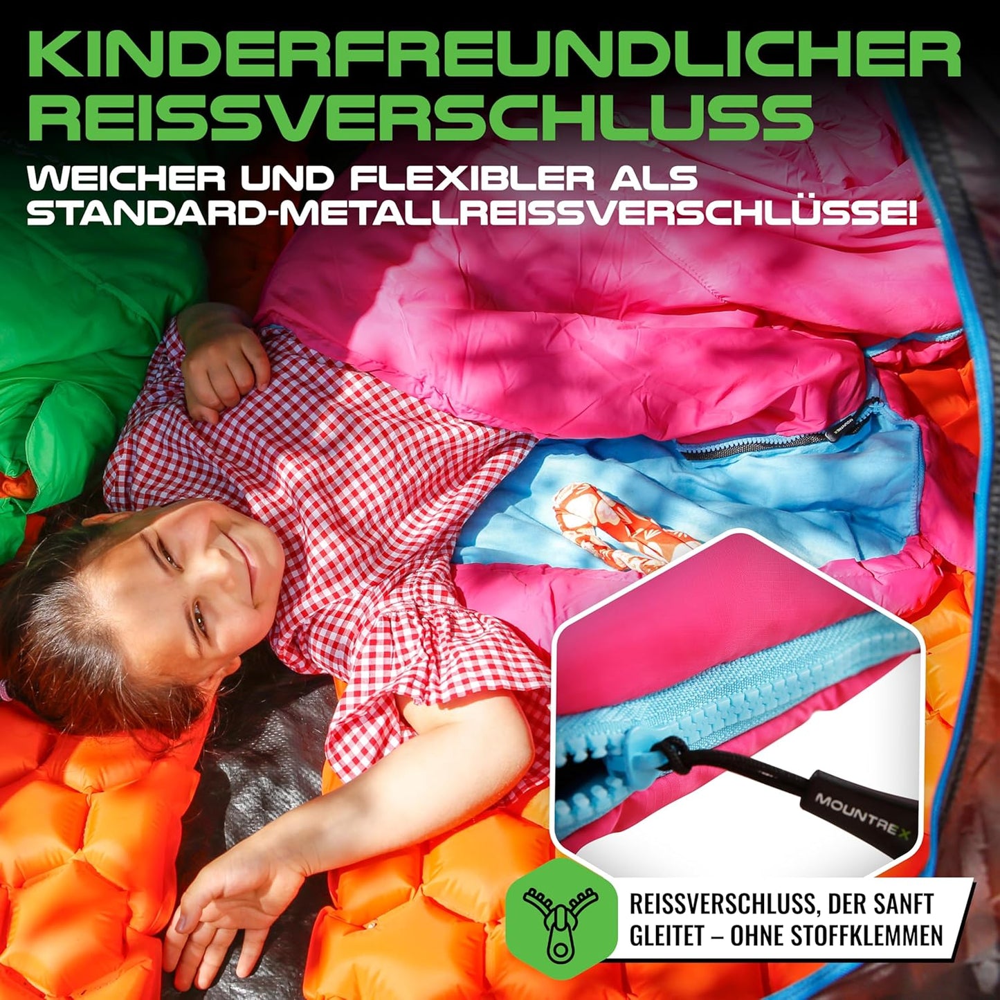 Kinderschlafsack, Rosa/Blau 175 x 70 x 45cm