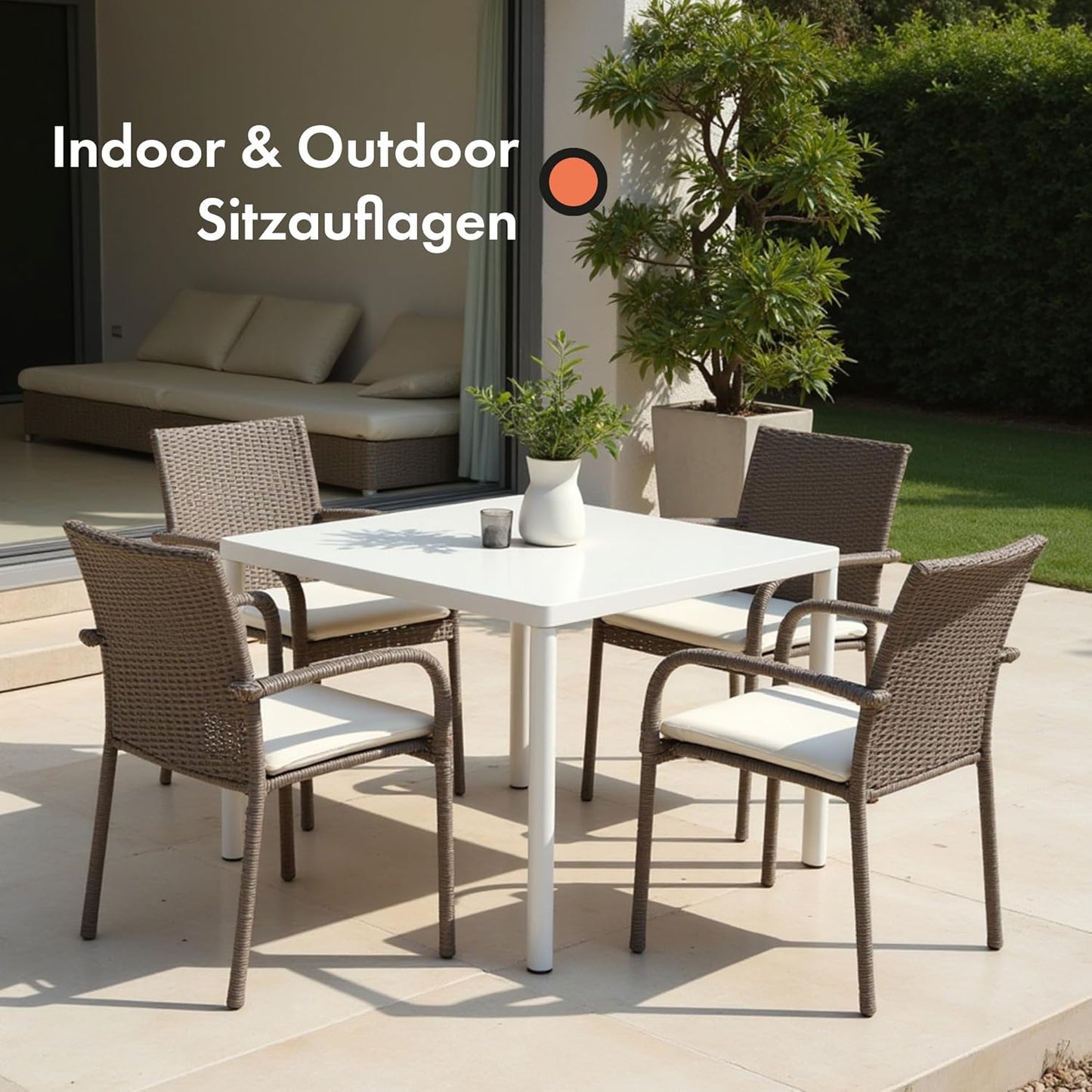 Memory-Foam Sitzkissen-Set (2 Stück, 40x40 cm), Beige Eckig 2 Pack
