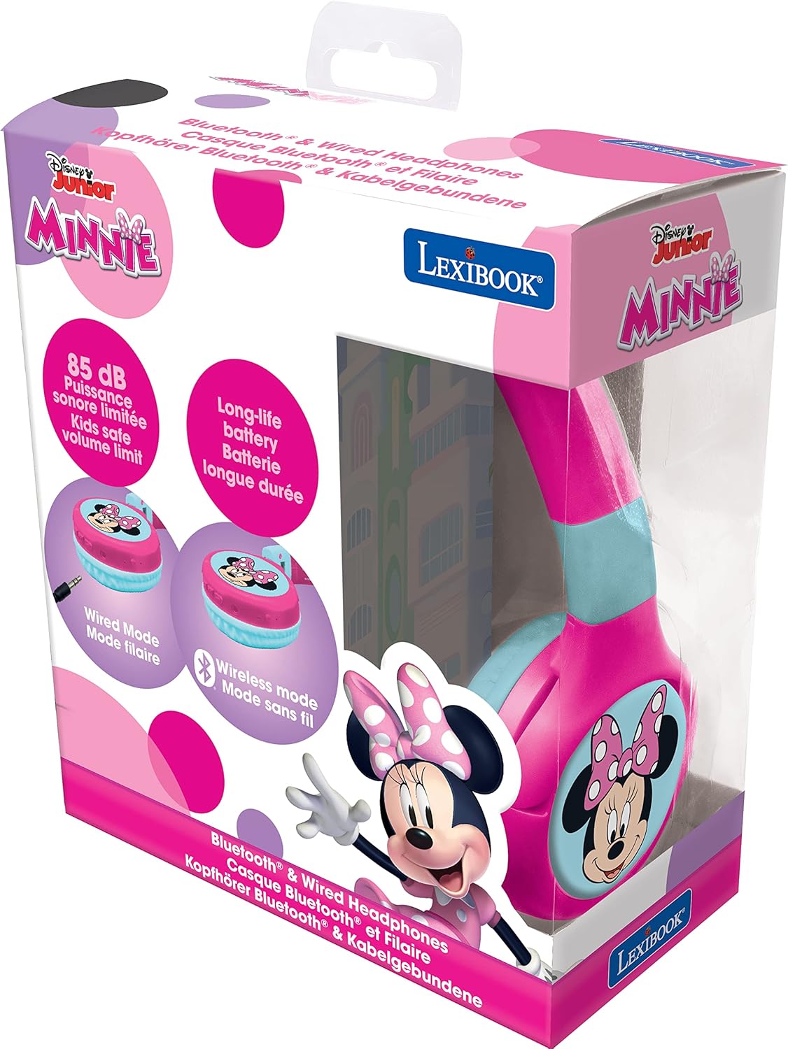 Minnie Kopfhörer für Kinder, 2 in 1 Bluetooth und Kabelanschluss, faltbar, Lautstärkebegrenzung, Mickey Mouse