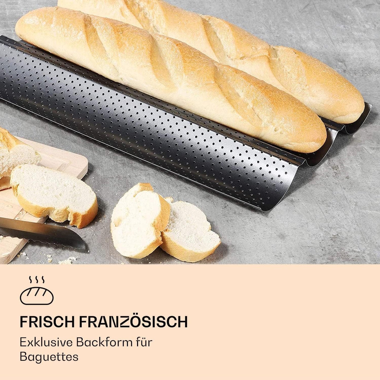Baguette-Backblech mit 3 Mulden, 3 Mulden