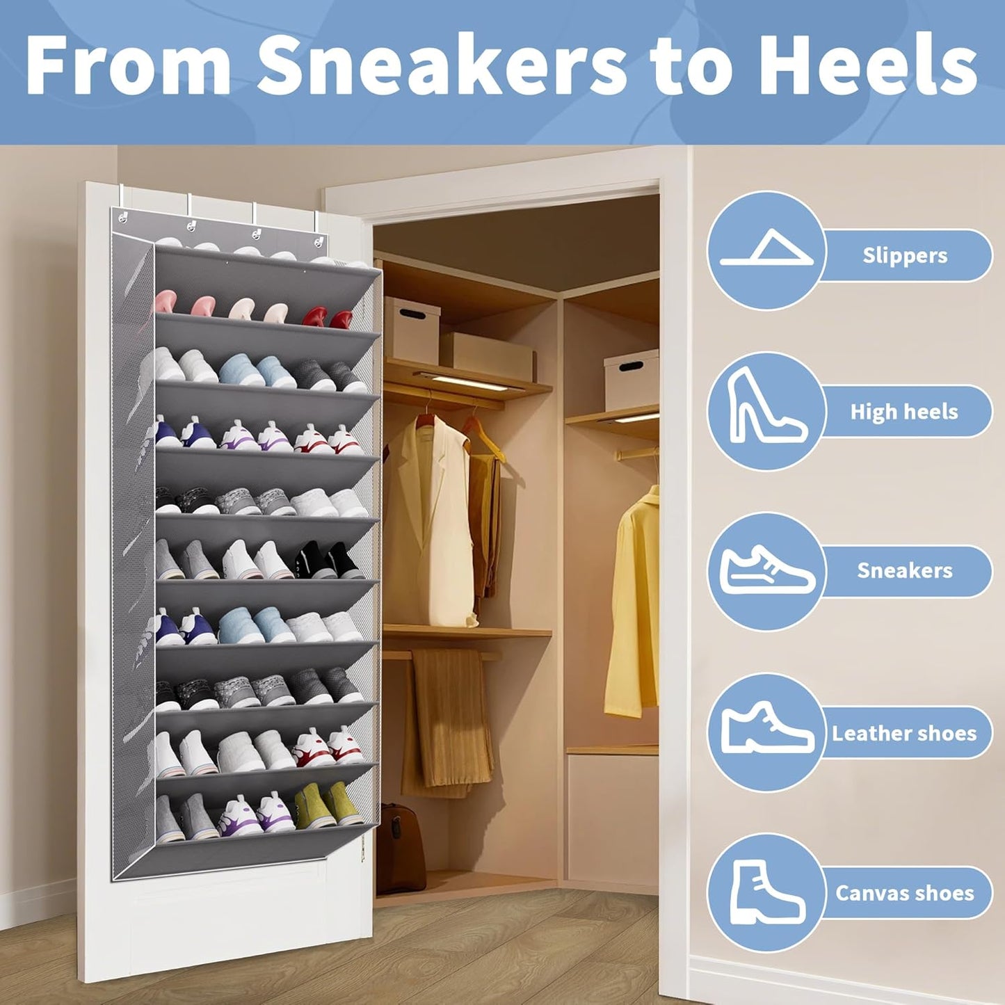Hängender Schuh-Organizer, A-grau