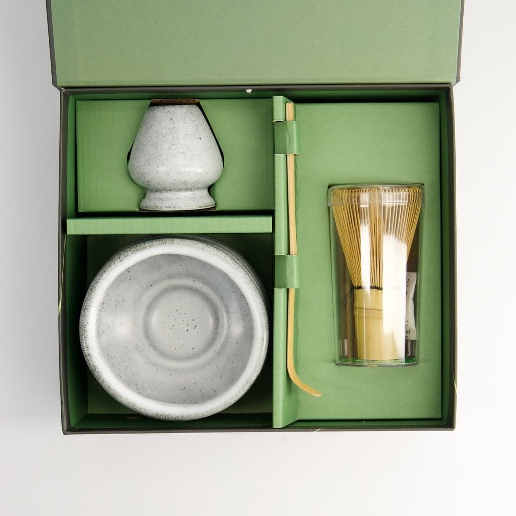 4-teiliges Matcha-Set für Teezeremonien, Grau
