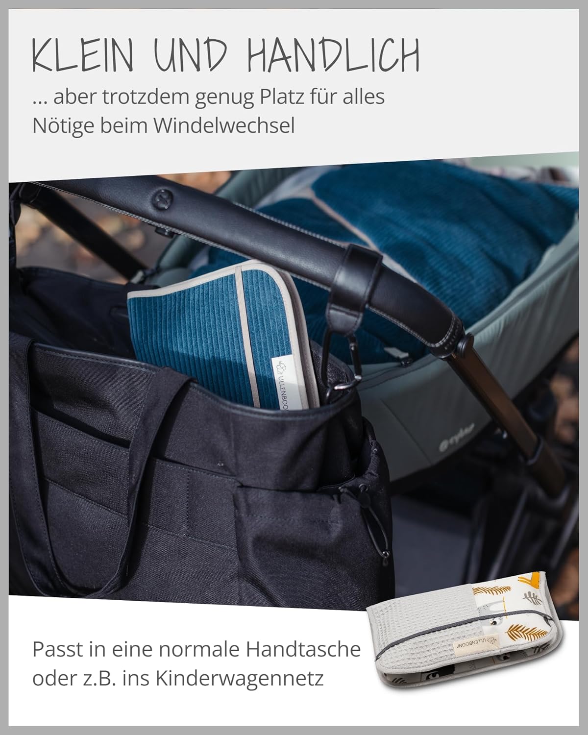 Windeltasche für unterwegs, Grau Faultiere 18 x 27 cm