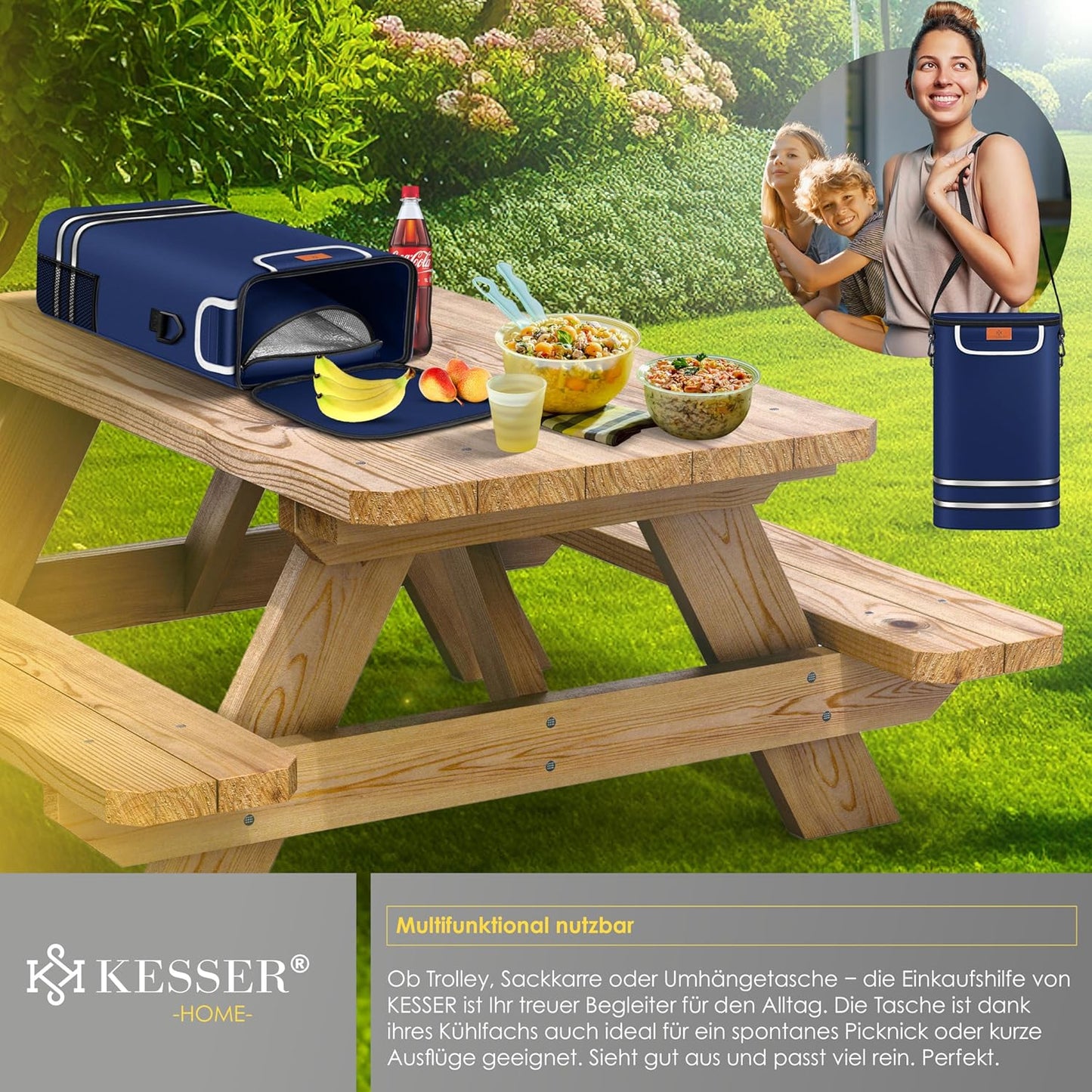 Einkaufstrolley mit Kühlfach, Navyblau