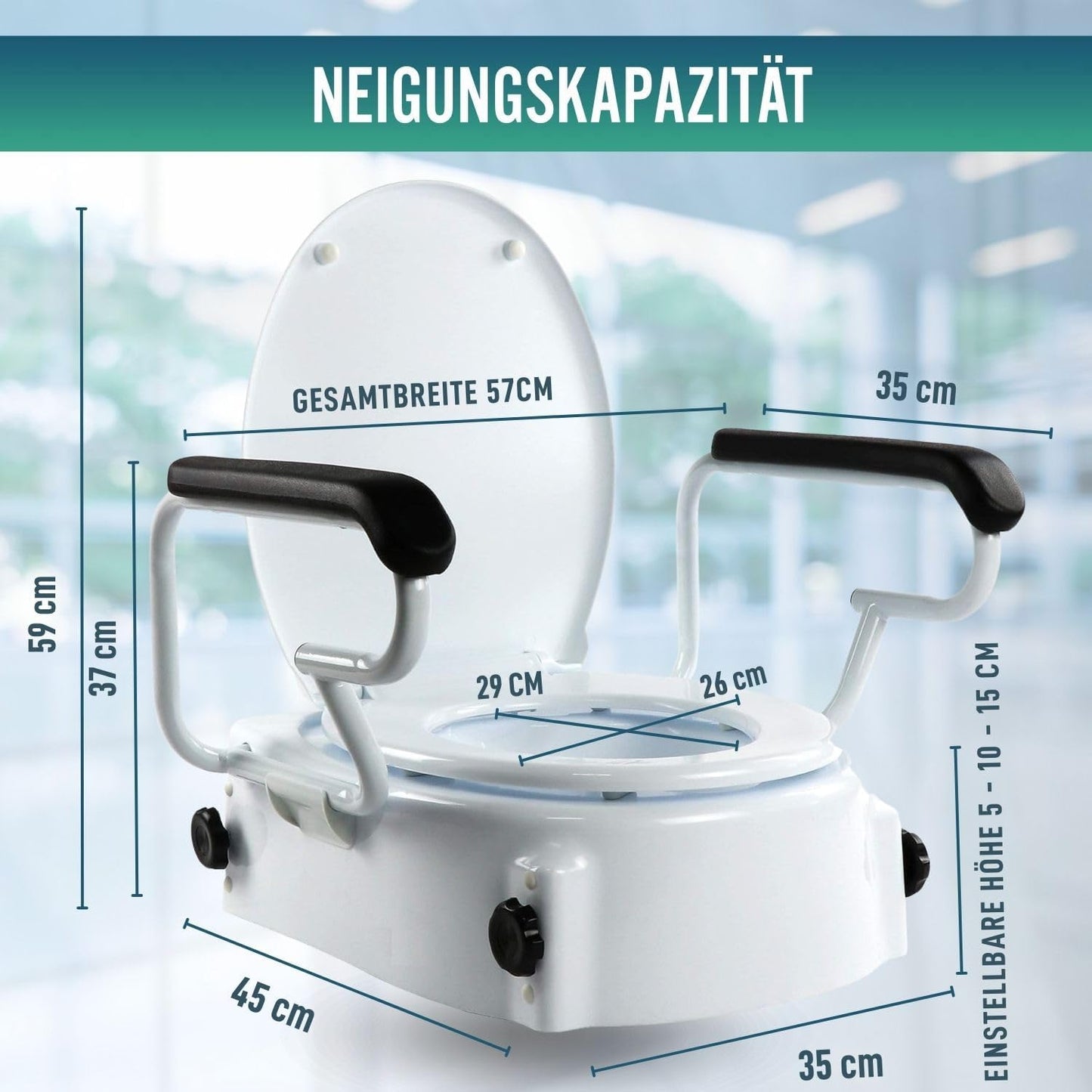 Toillettensitzerhöhung mit Armlehnen