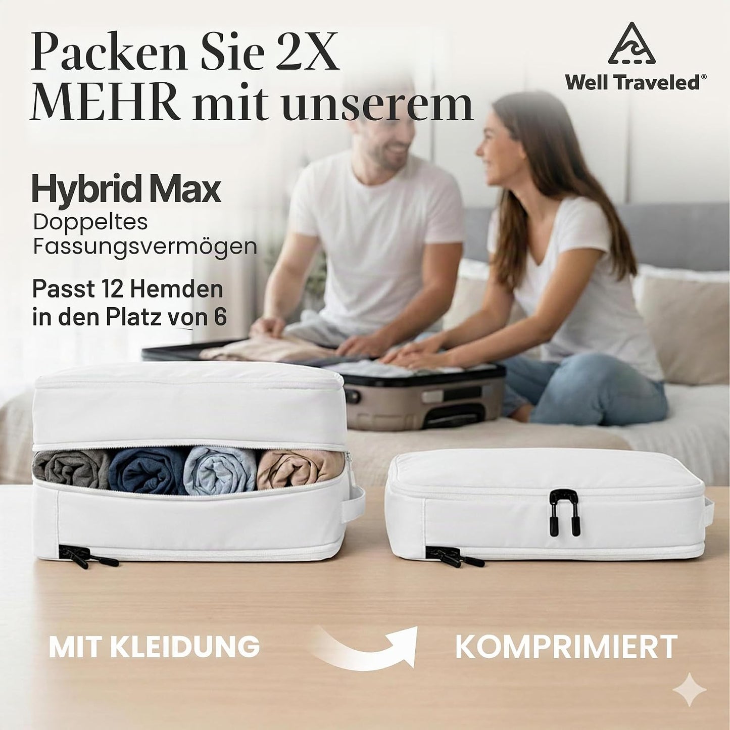 4-teiliges Kompressions-Verpackungswürfel-Set, Weiss 4-Piece