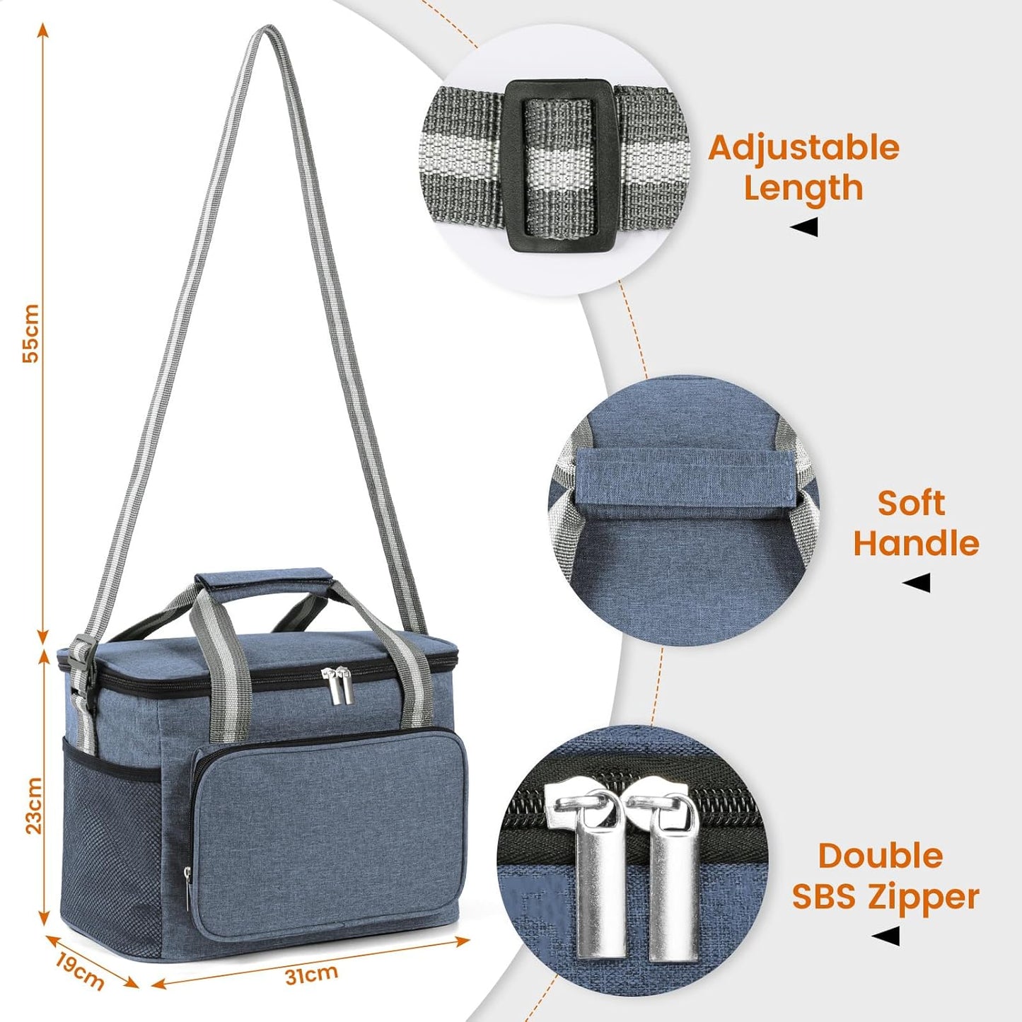 Faltbare Thermotasche, 15 l marineblau