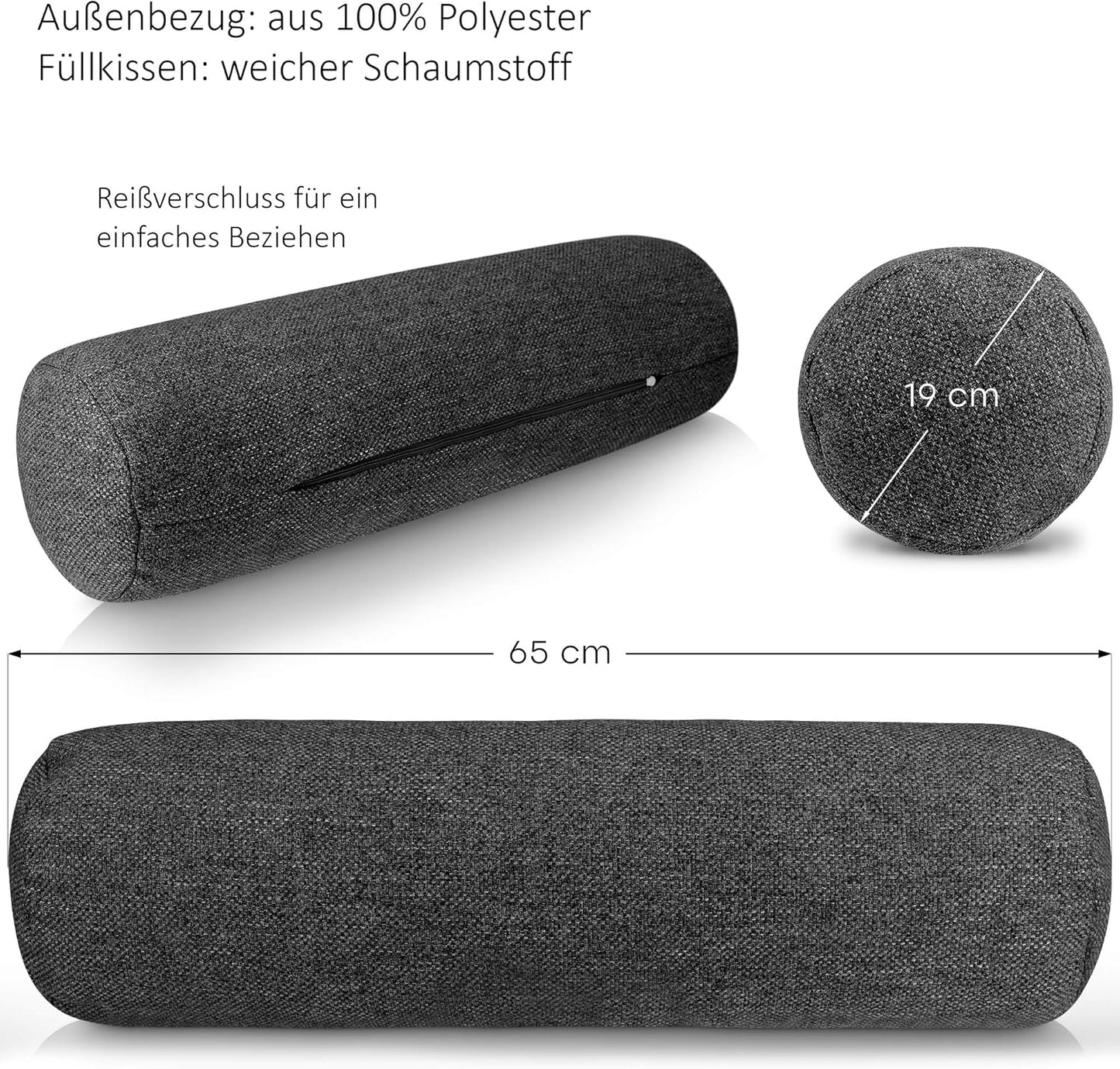 Nackenrolle mit Bezug, Anthrazit