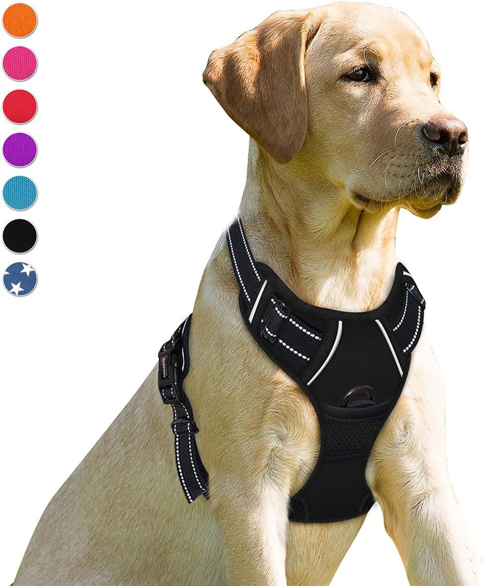 Anti-Zug-Hundegeschirr mit Frontclip, Large(Chest:27-32") Black
