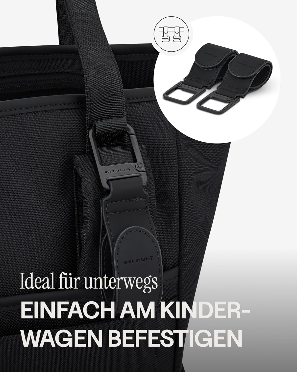 2in1 Wickelrucksack & Wickeltasche Set Lindby, All Black Diaper Set