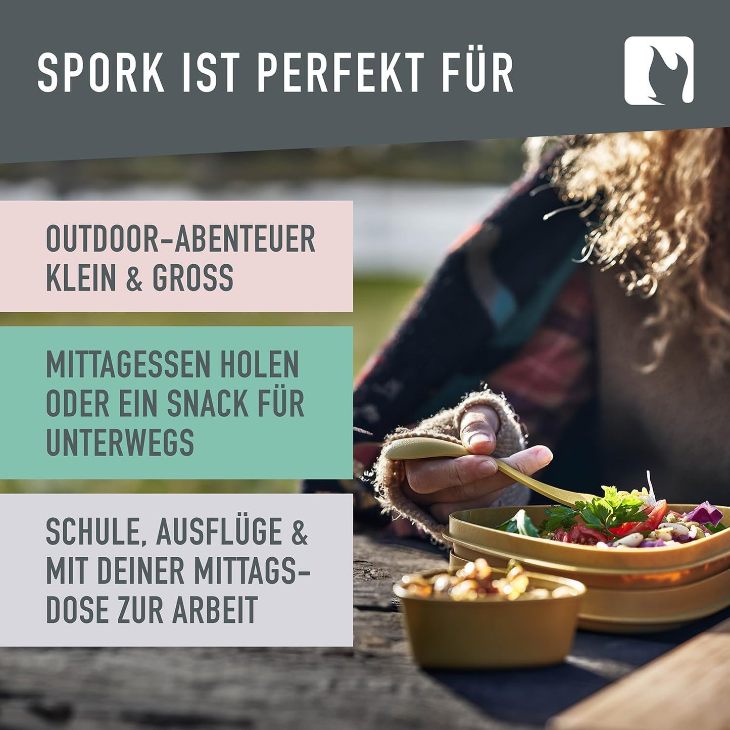 3-in-1 Campingbesteck Set (10 Stück), 10er-Pack Mehrfarbig