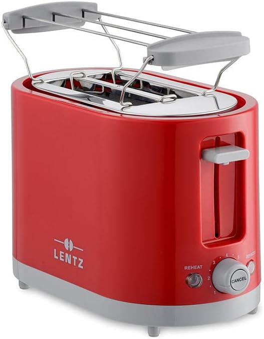2-Scheiben Toaster Cool Touch mit Brötchenaufsatz, Rot