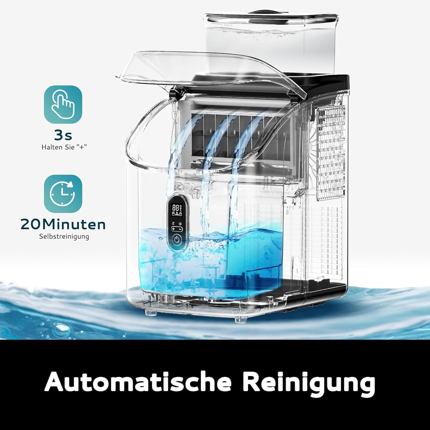 Eiswürfelmaschine, Schwarz-15kg