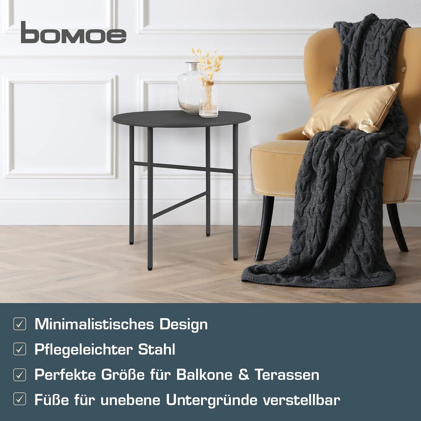 Runder Beistelltisch, Tischplatte: Ø 44cm - Höhe: 46cm Schwarz