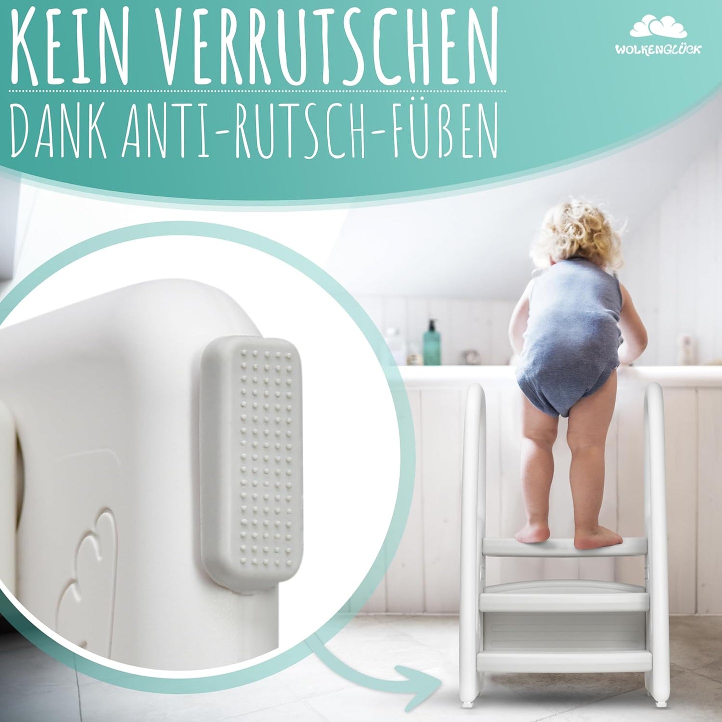 Tritthocker für Kinder, Grau