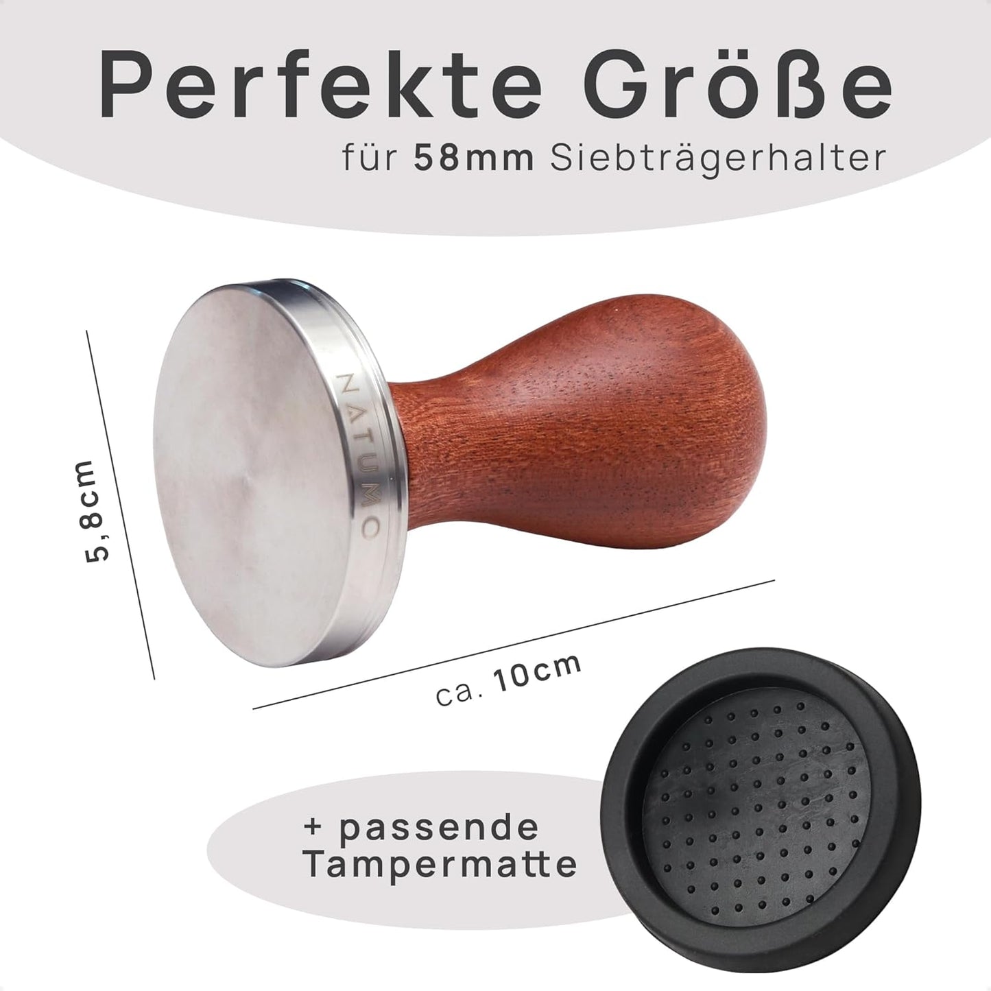 Espresso Tamper Set mit Tampermatte, 58mm