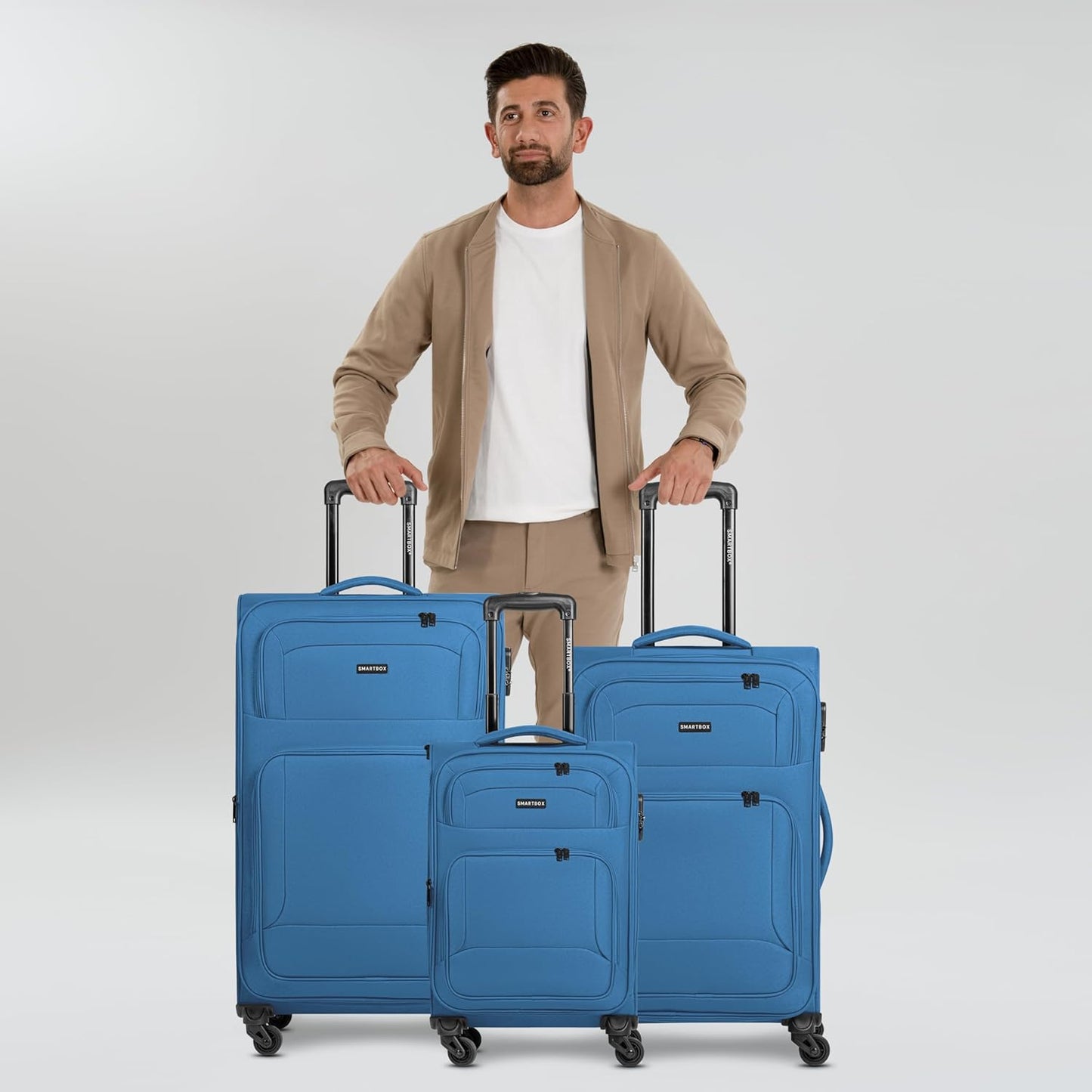 Weichgepäck Koffer-Set, Slate-blue Kofferset (3-teilig) erweiterbar
