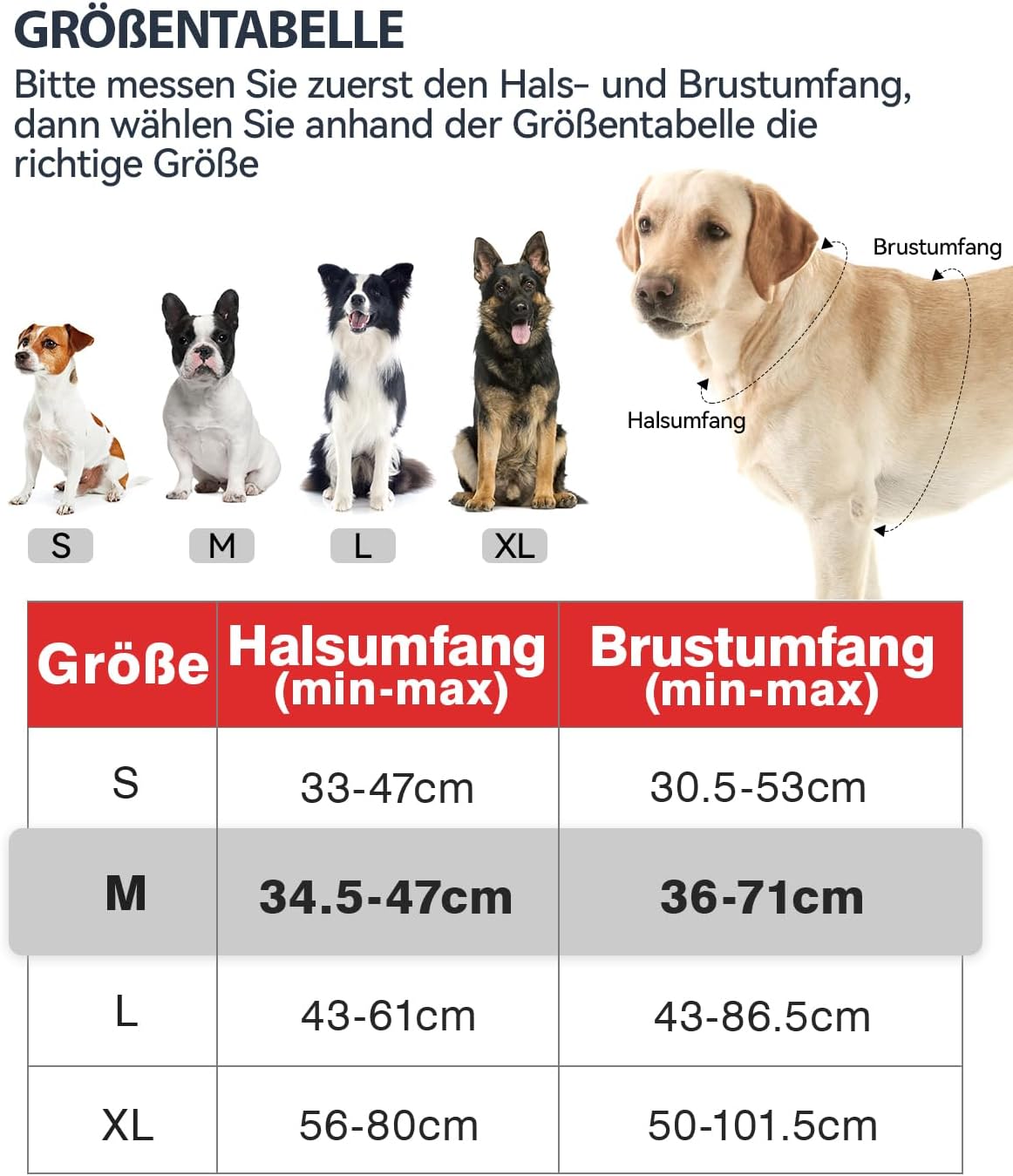 Reflektierendes Hundegeschirr mit Griff, verstellbar, M (1er Pack) Rot