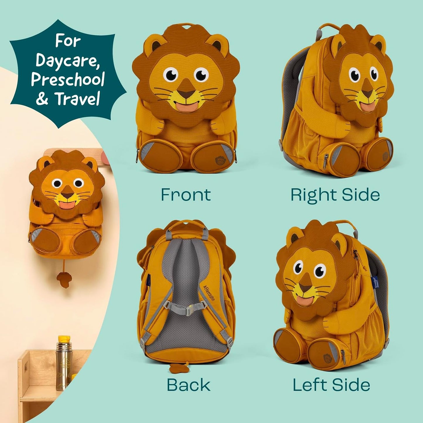 Kindergartenrucksack Grosser Freund, 8 L Löwe - Gelb
