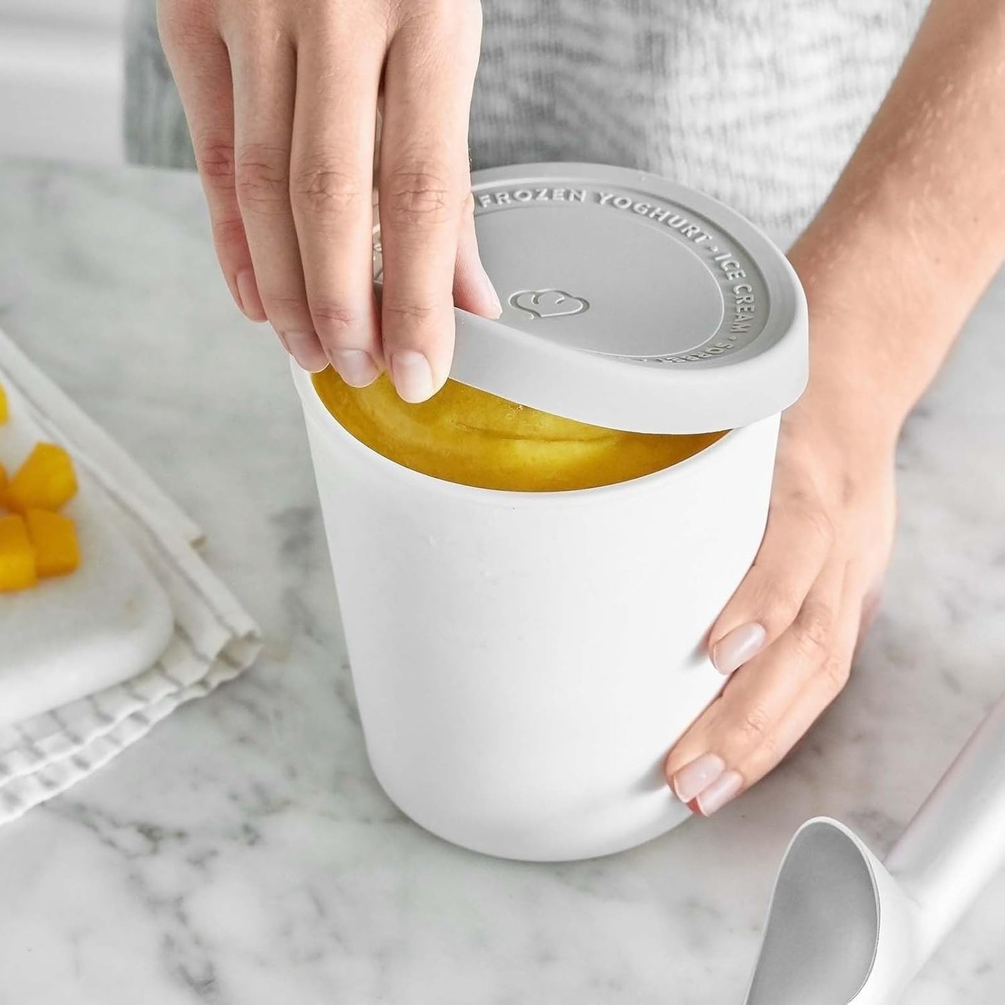 2-teiliges Eisbehälter-Set für Speiseeis, Grau